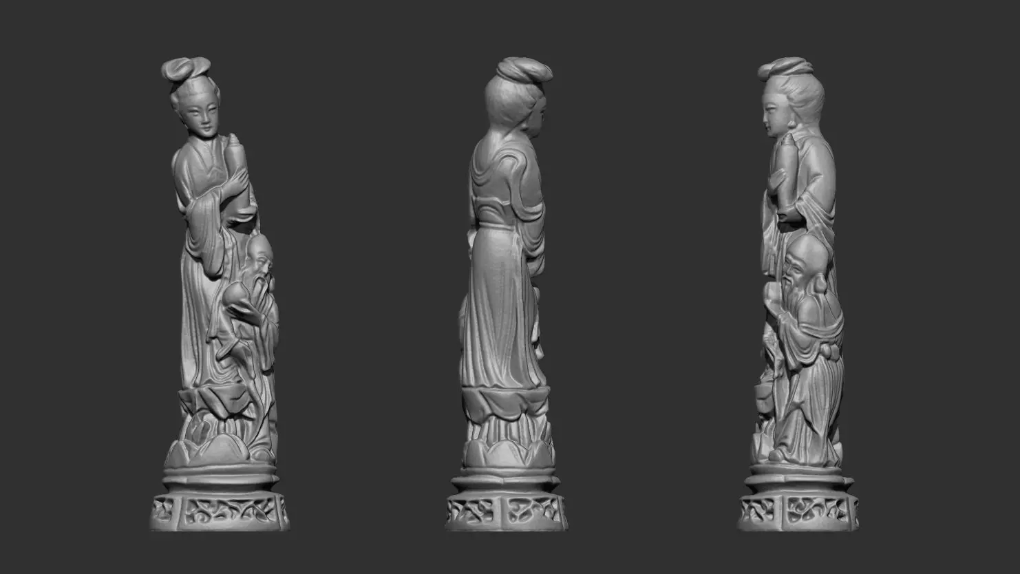 3D Sculpture of a Woman and an Elderly Man with Bowl - 3D print model