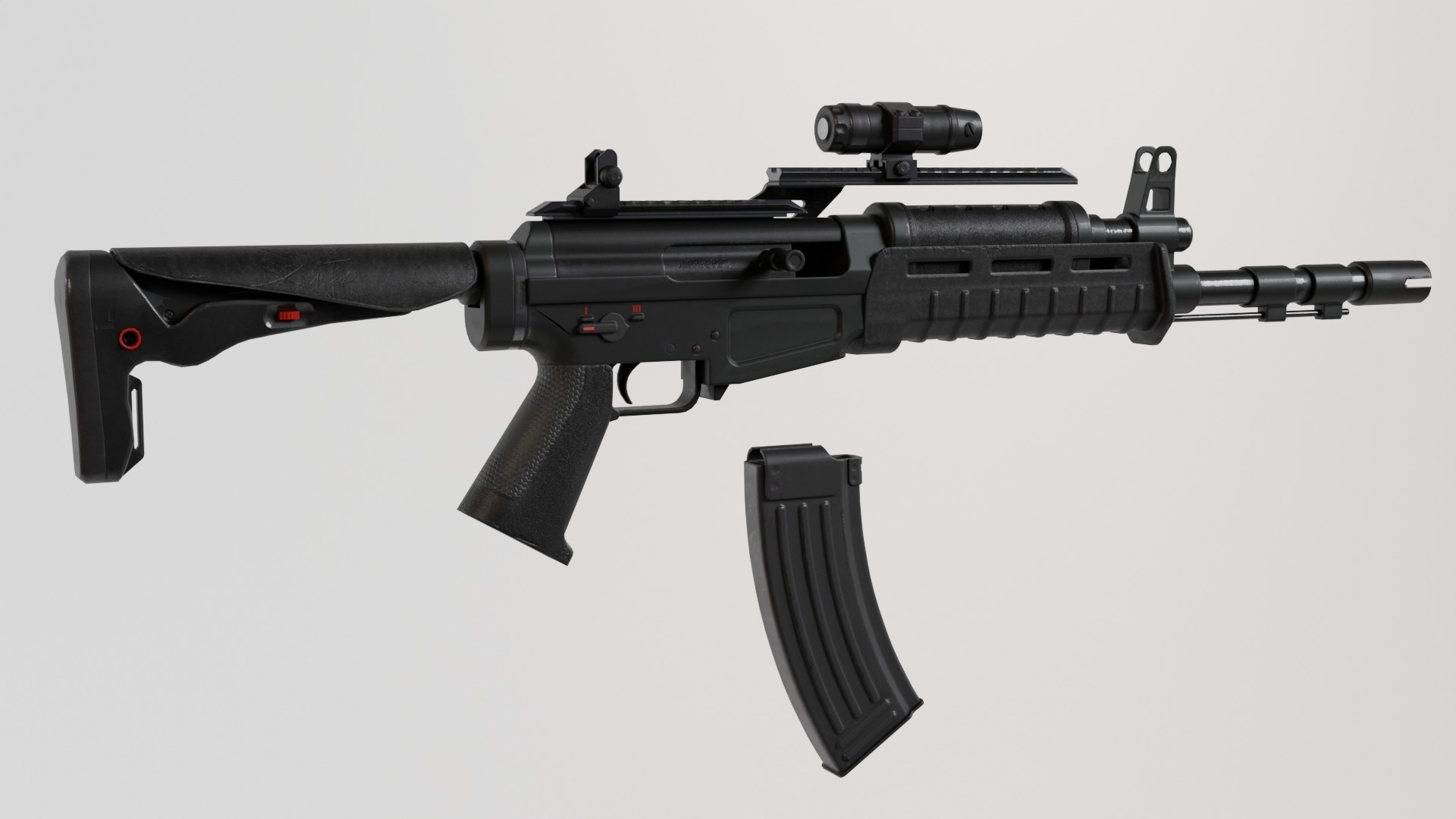 Assault rifle - Rigged 3D model_4
