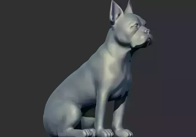Stylized Seated  Boston Terrier Dog 3D Print Model