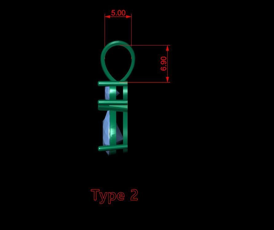 TearDrop with Round Solitaire Pendant  3D print model_10