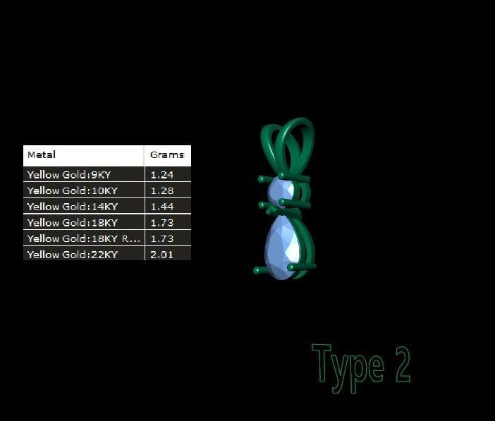 TearDrop with Round Solitaire Pendant  3D print model_5