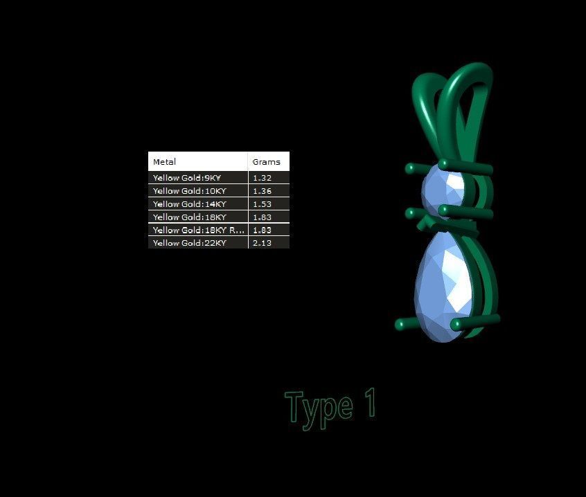 TearDrop with Round Solitaire Pendant  3D print model_4