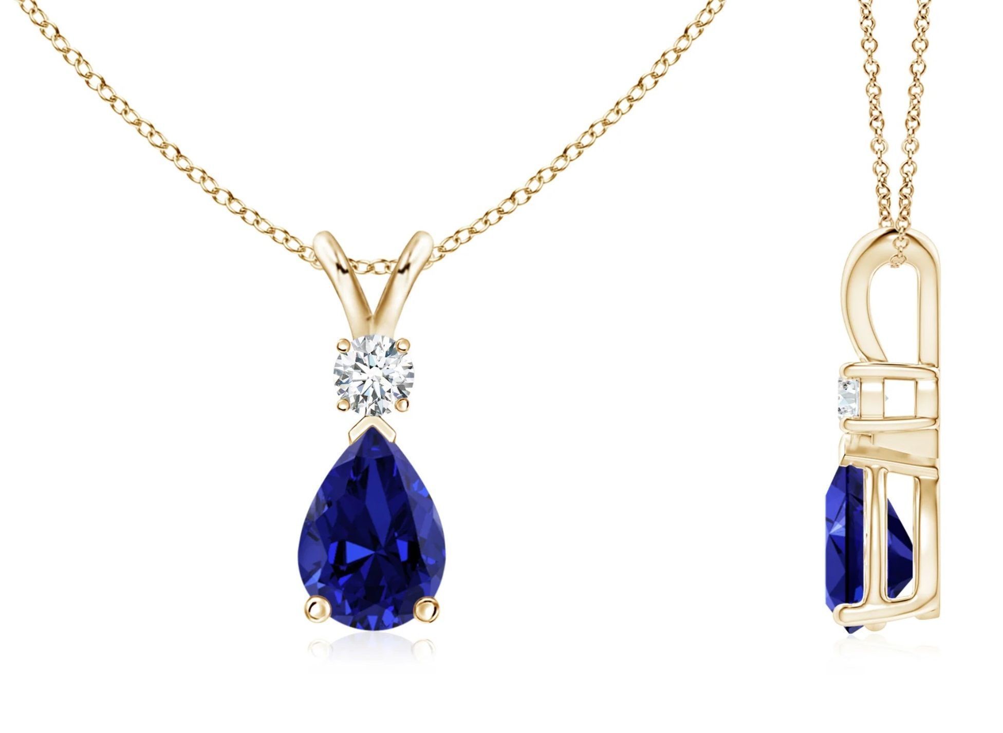 TearDrop with Round Solitaire Pendant  3D print model_2