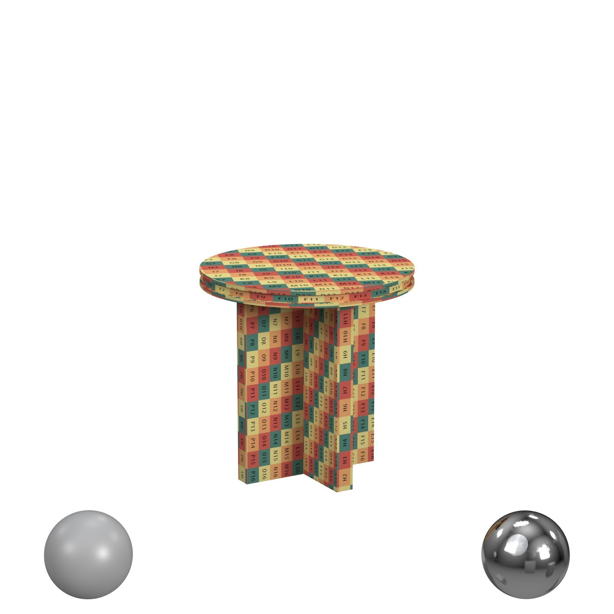 Waterfall Round End Table 3D model_2