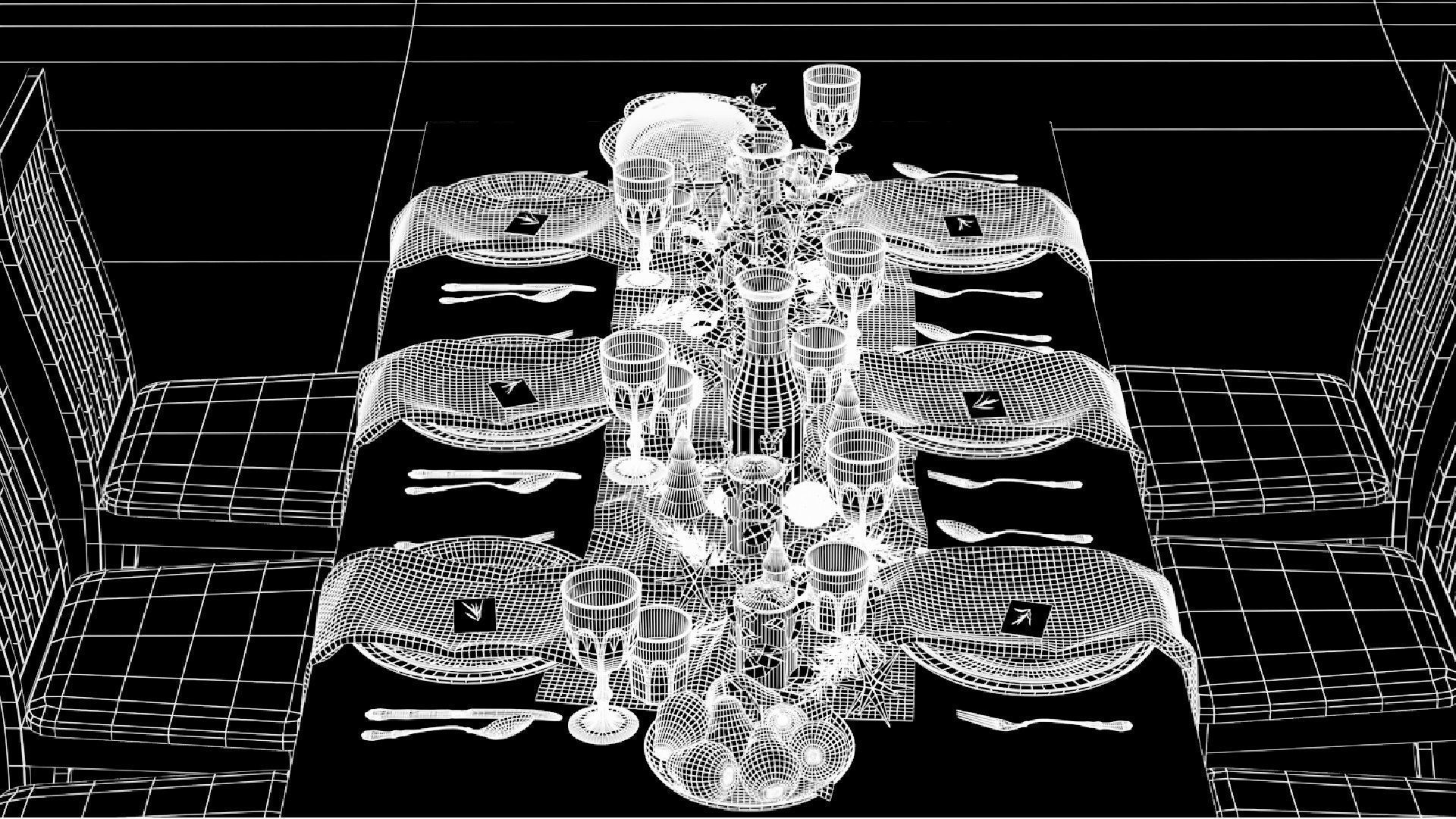 Dining Table 3D model_12