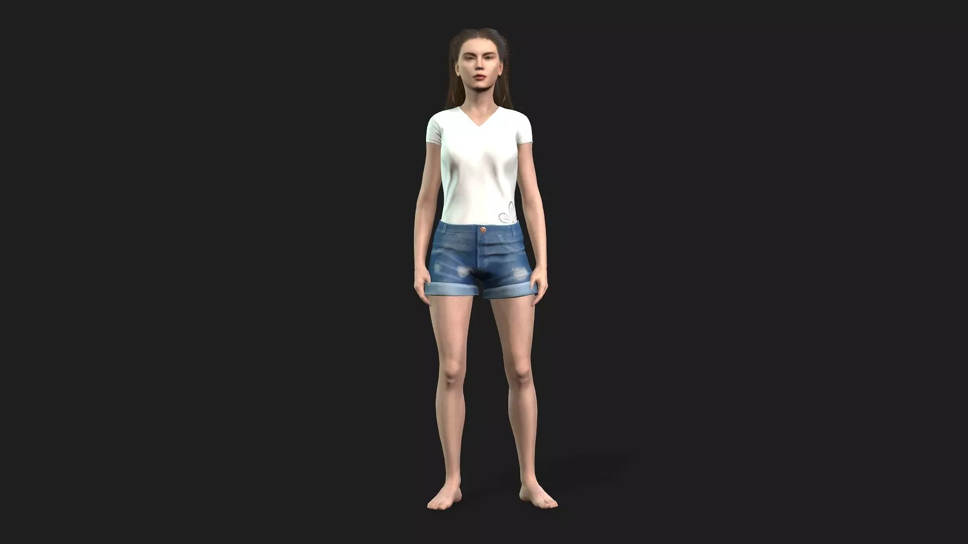 Beautiful 3D girl character fully rigged and game ready 3D model_0