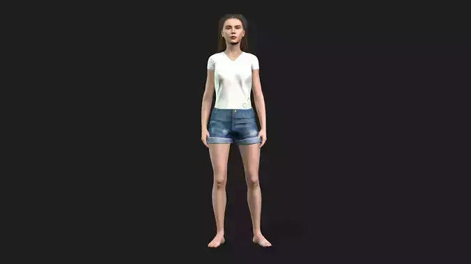 Beautiful 3D girl character fully rigged and game ready
