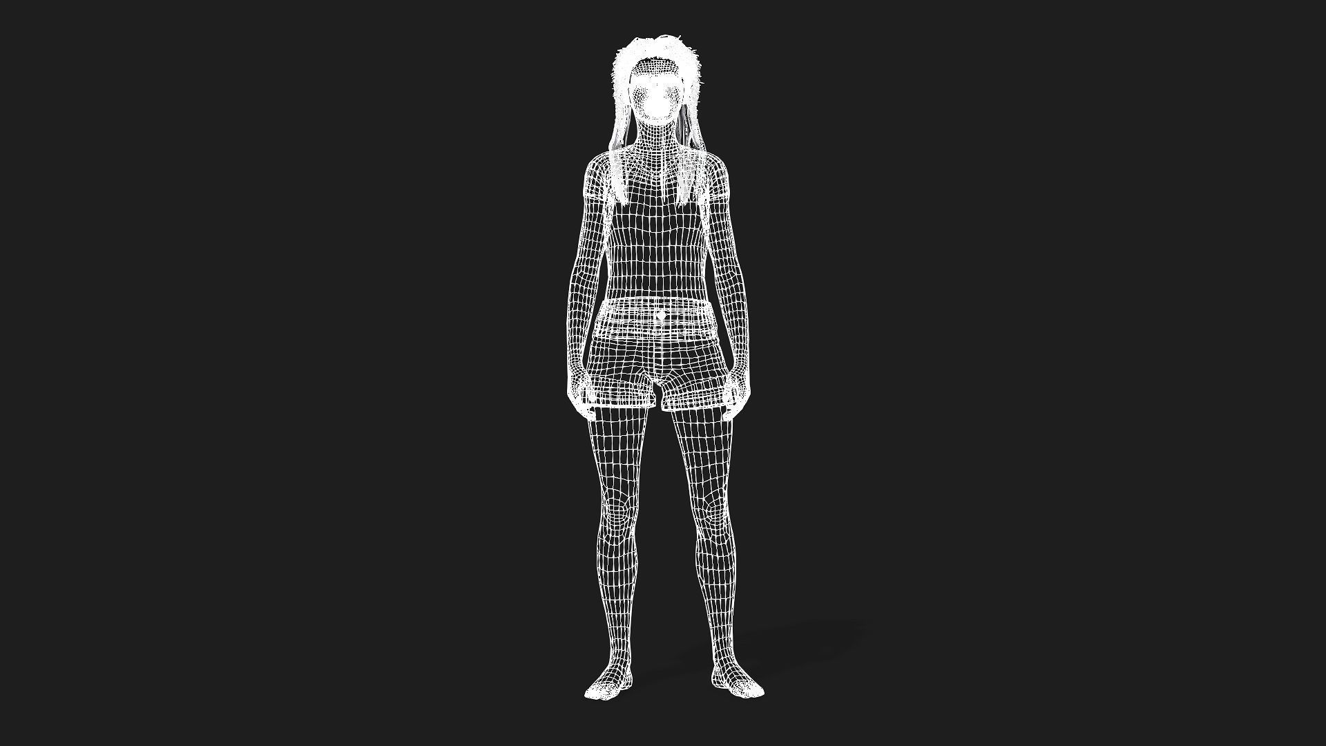 Beautiful 3D girl character fully rigged and game ready 3D model_10