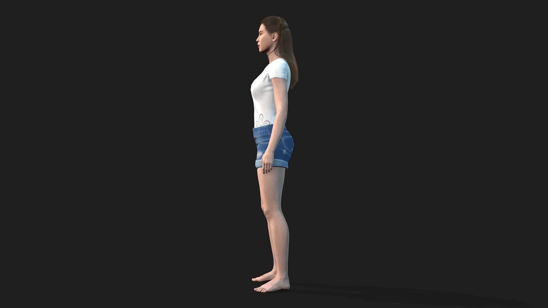 Beautiful 3D girl character fully rigged and game ready 3D model_3