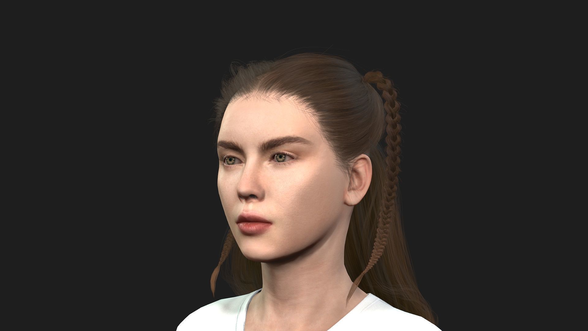 Beautiful 3D girl character fully rigged and game ready 3D model_6