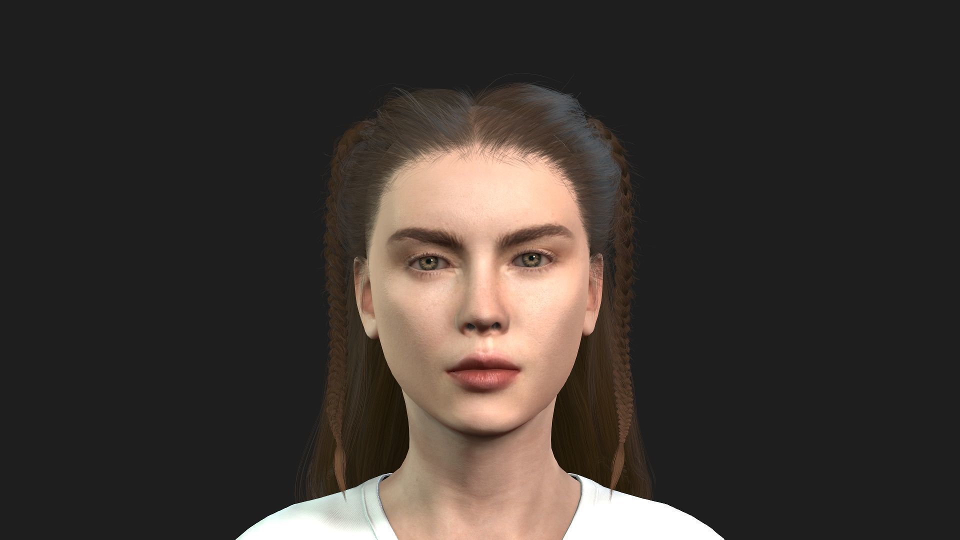 Beautiful 3D girl character fully rigged and game ready 3D model_1