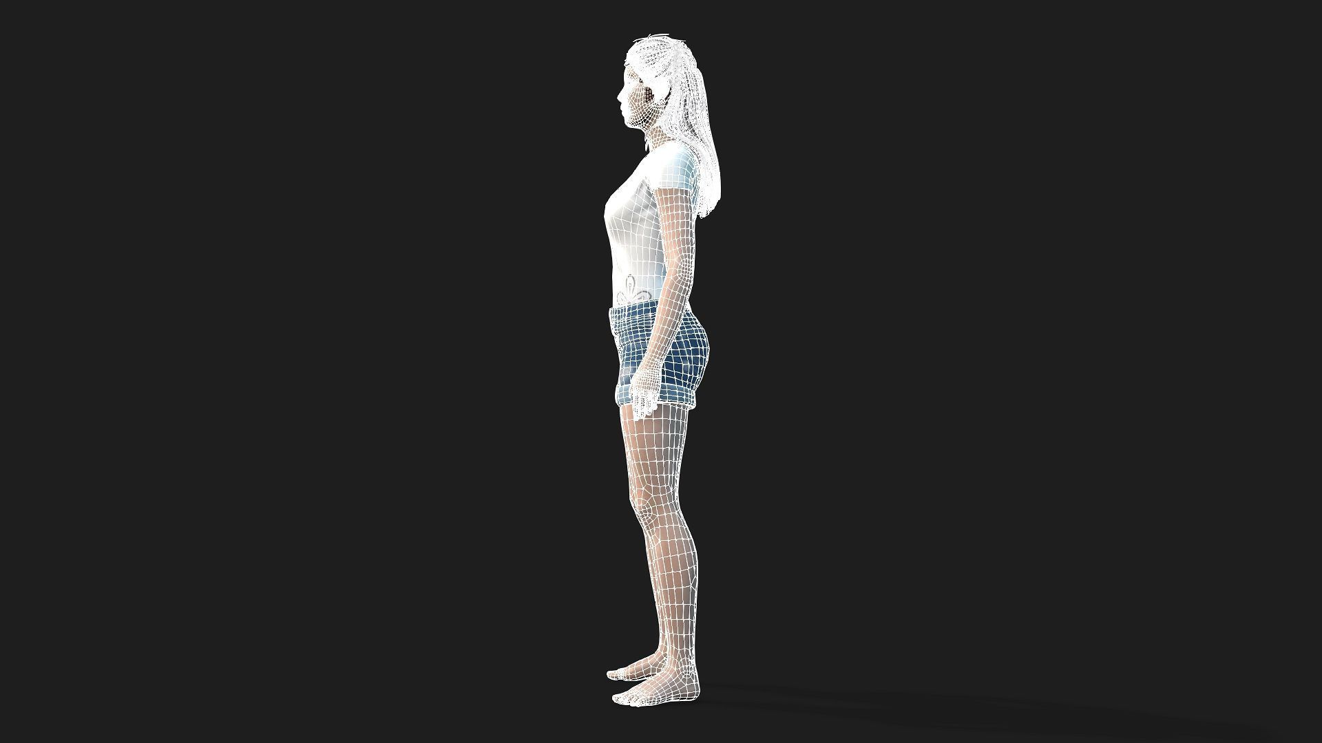 Beautiful 3D girl character fully rigged and game ready 3D model_18