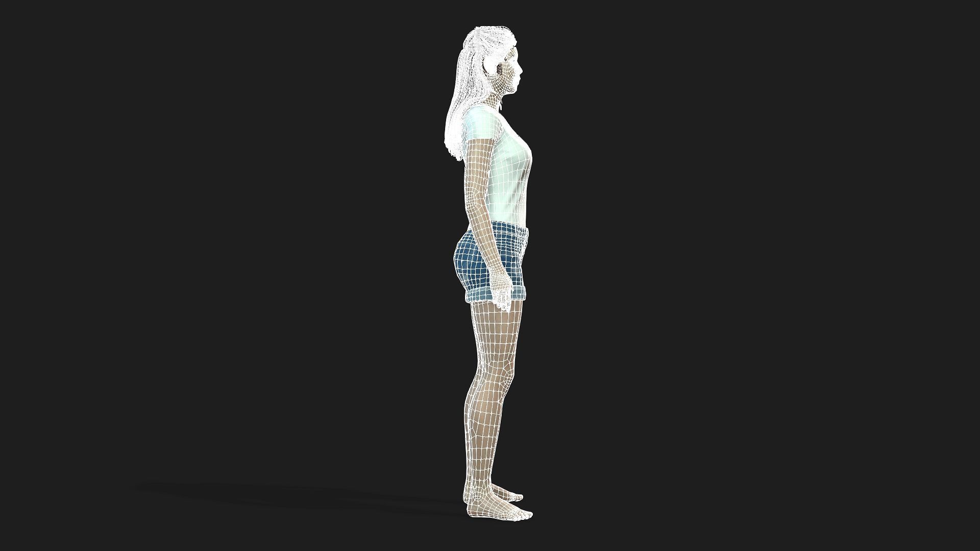 Beautiful 3D girl character fully rigged and game ready 3D model_17