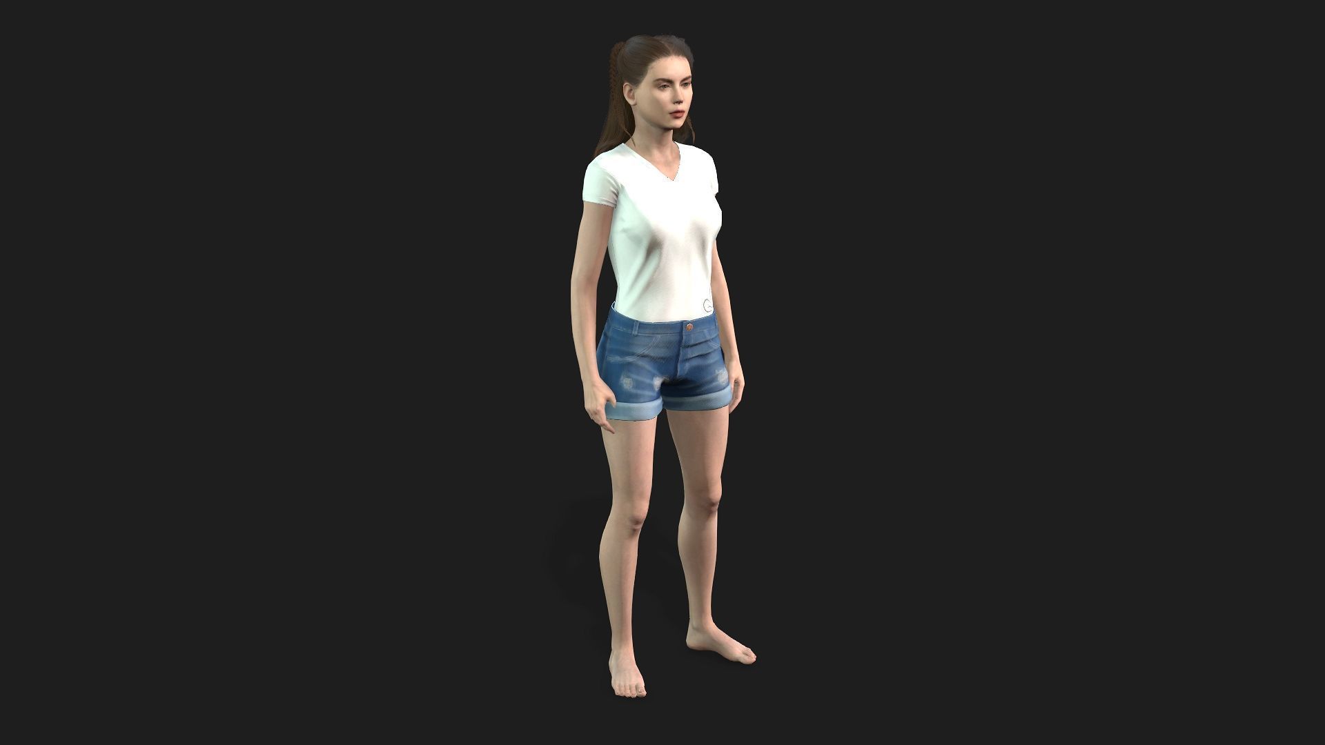 Beautiful 3D girl character fully rigged and game ready 3D model_8