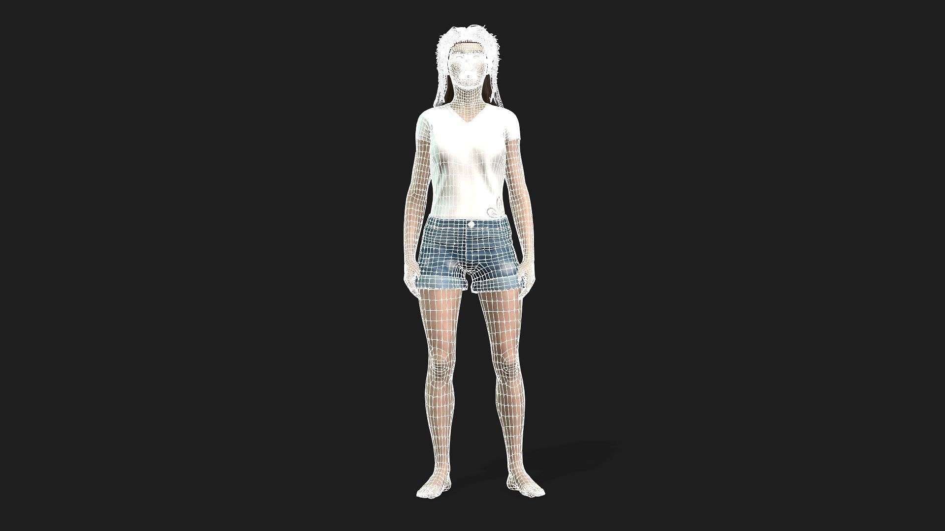 Beautiful 3D girl character fully rigged and game ready 3D model_15