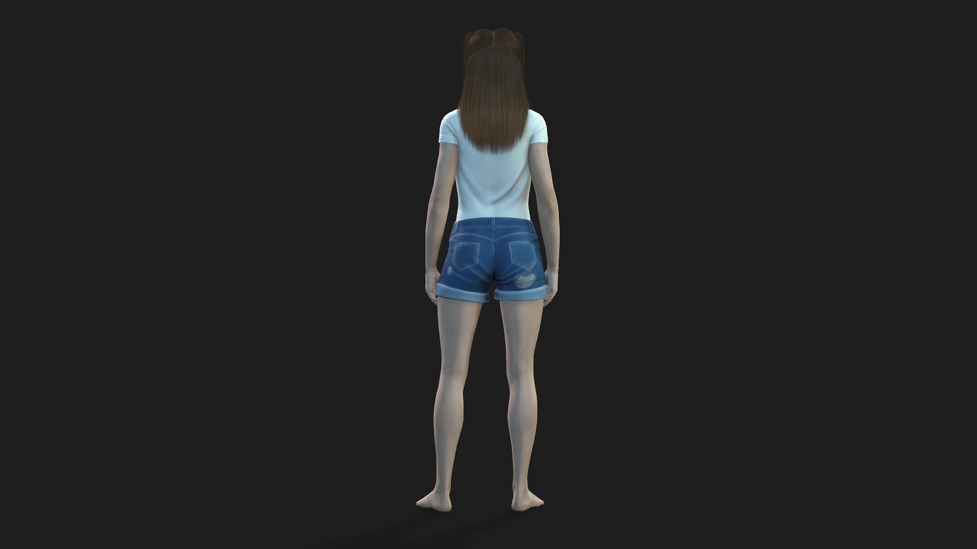 Beautiful 3D girl character fully rigged and game ready 3D model_4