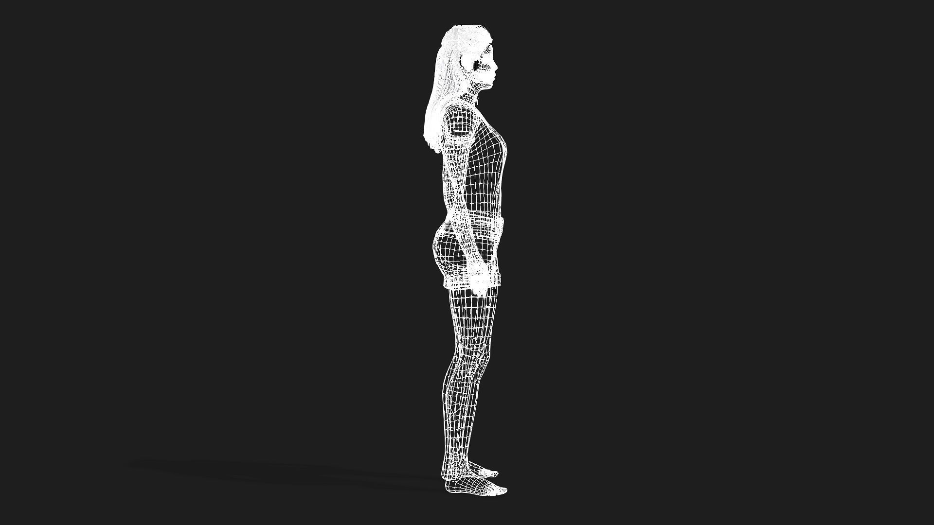Beautiful 3D girl character fully rigged and game ready 3D model_12