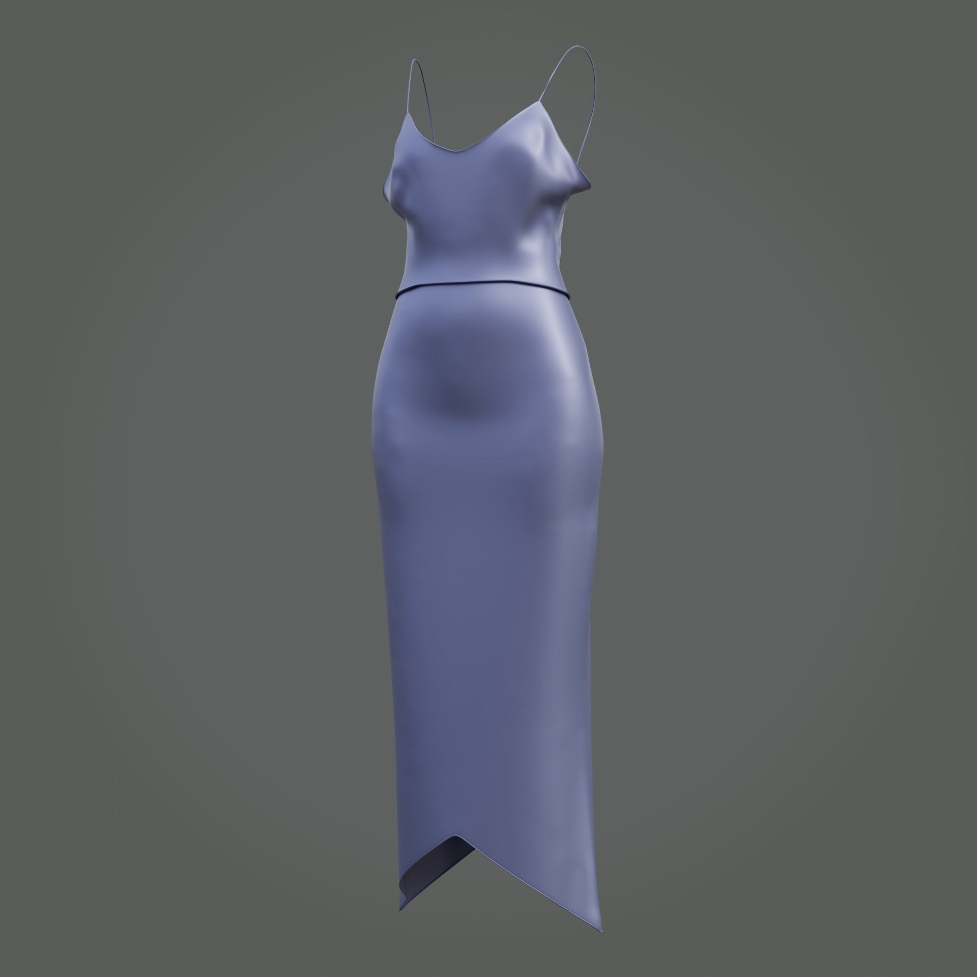 3D Female outfit - 2Piece Silk dress  Low-poly 3D model_18