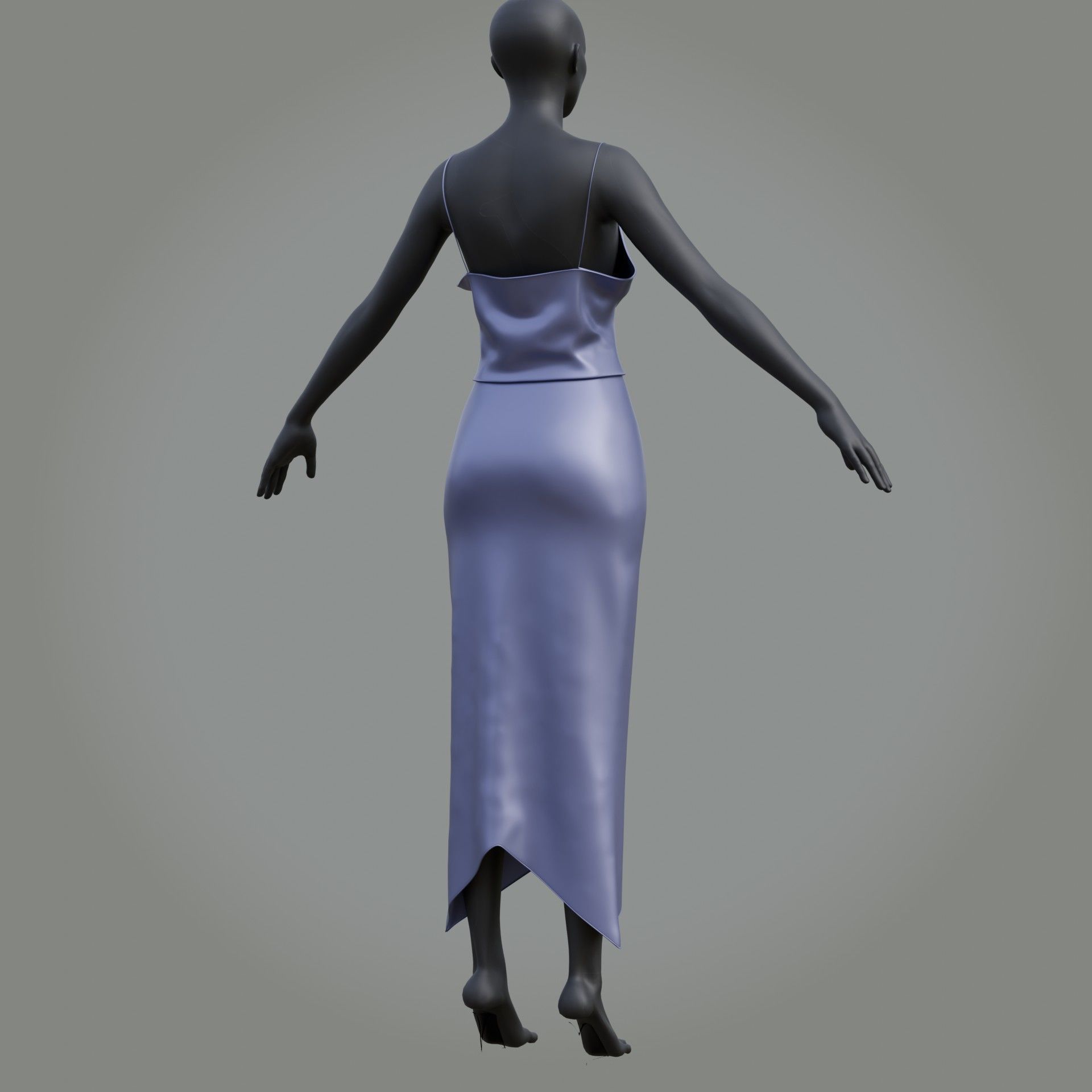 3D Female outfit - 2Piece Silk dress  Low-poly 3D model_31