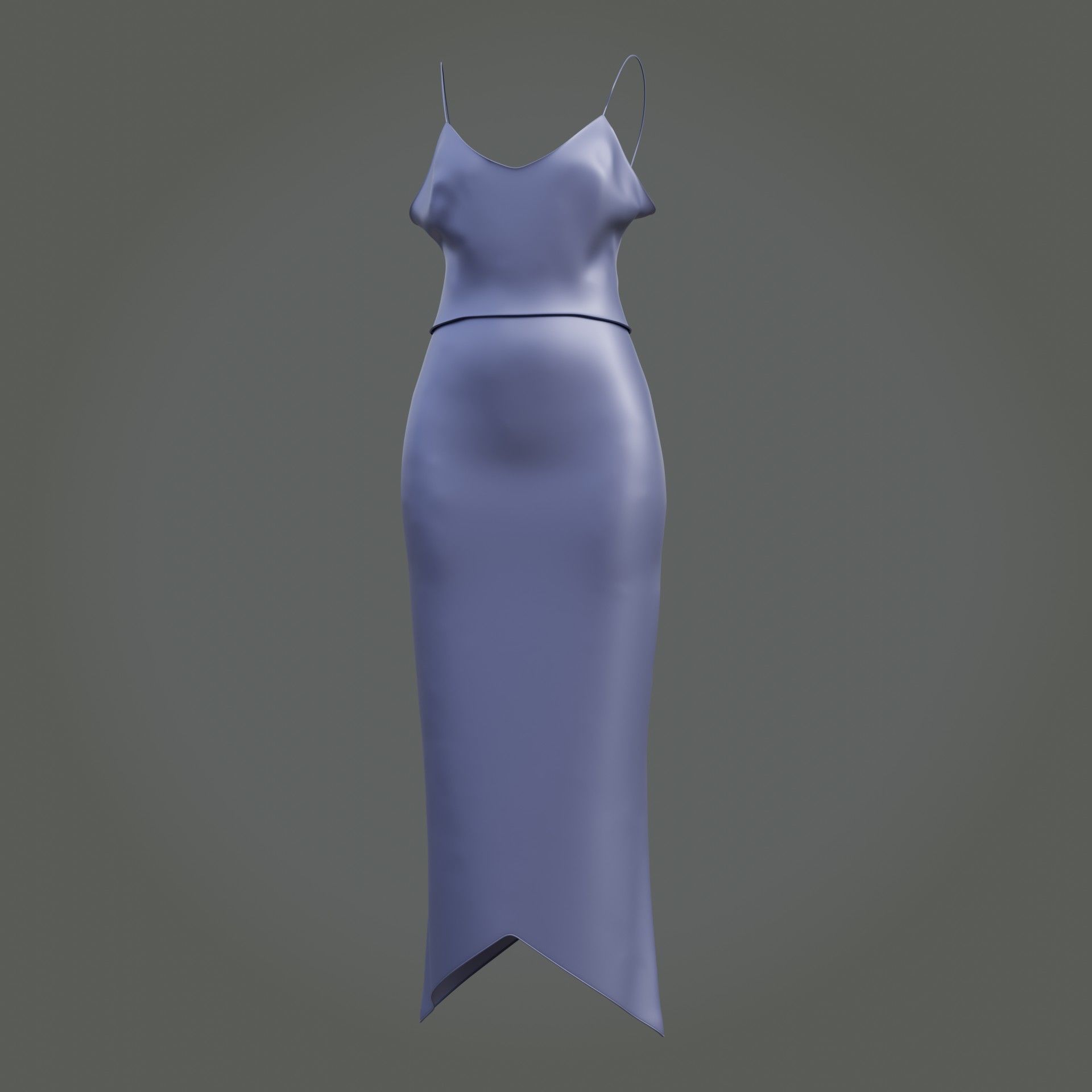3D Female outfit - 2Piece Silk dress  Low-poly 3D model_19