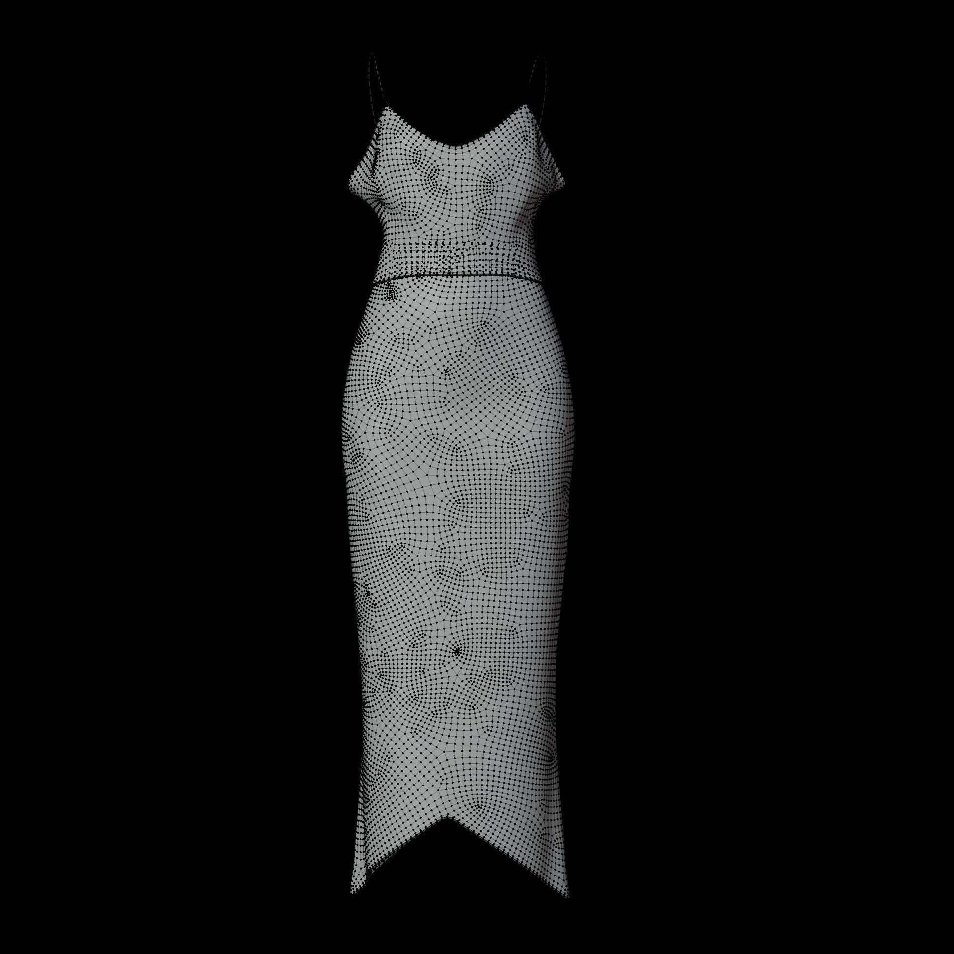 3D Female outfit - 2Piece Silk dress  Low-poly 3D model_44