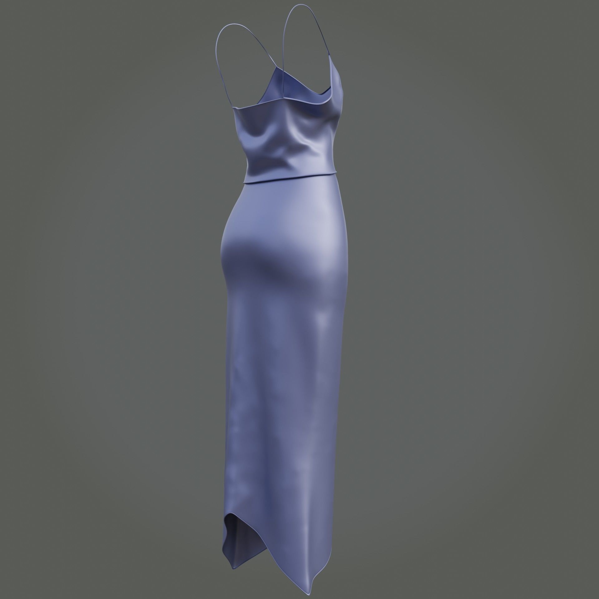 3D Female outfit - 2Piece Silk dress  Low-poly 3D model_9