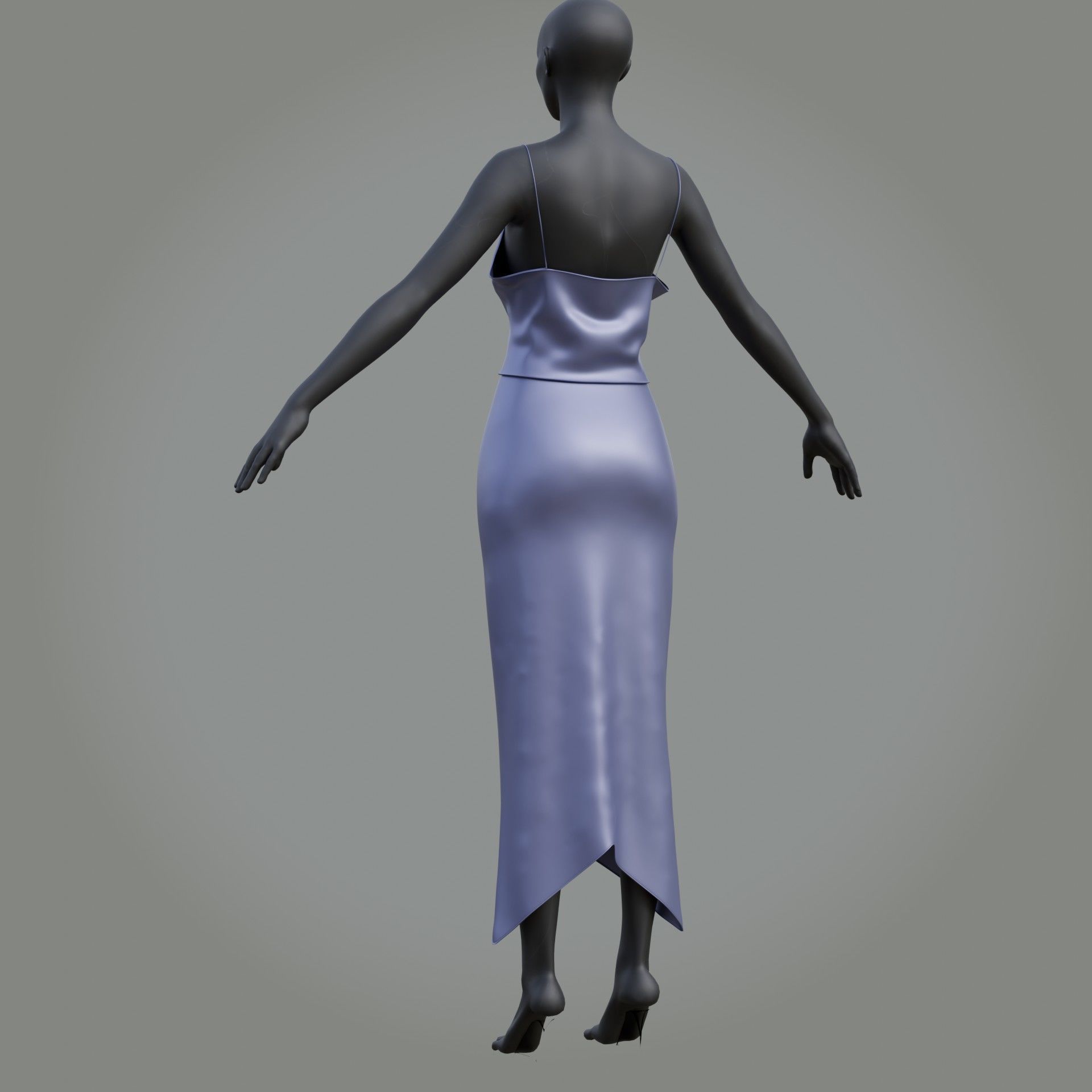 3D Female outfit - 2Piece Silk dress  Low-poly 3D model_33