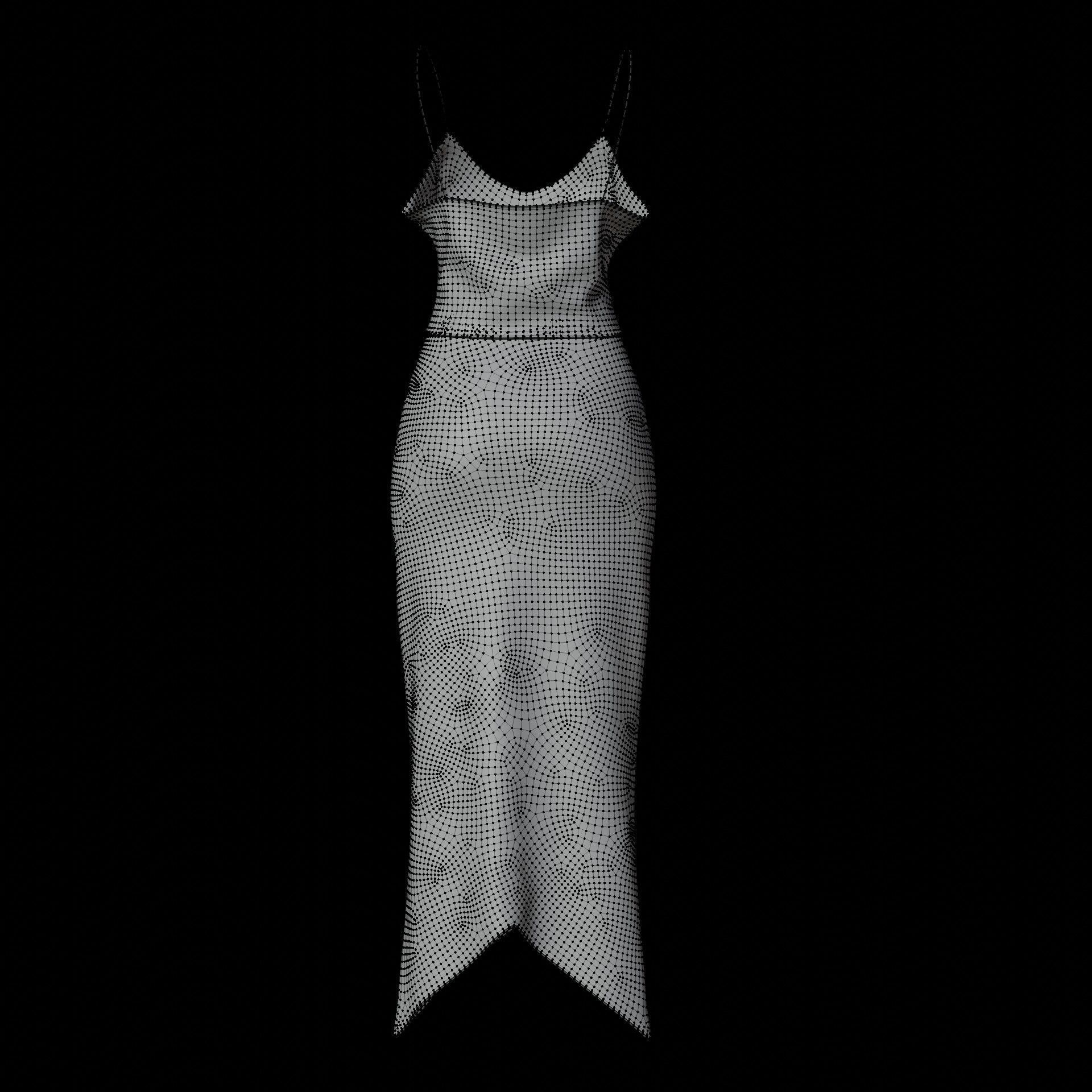 3D Female outfit - 2Piece Silk dress  Low-poly 3D model_45