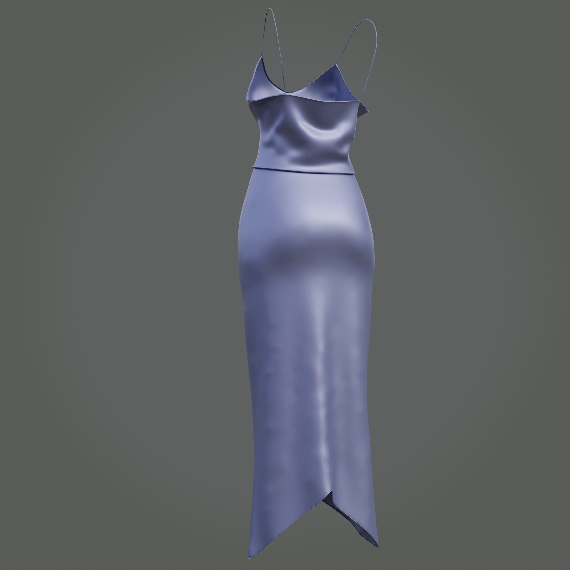 3D Female outfit - 2Piece Silk dress  Low-poly 3D model_12