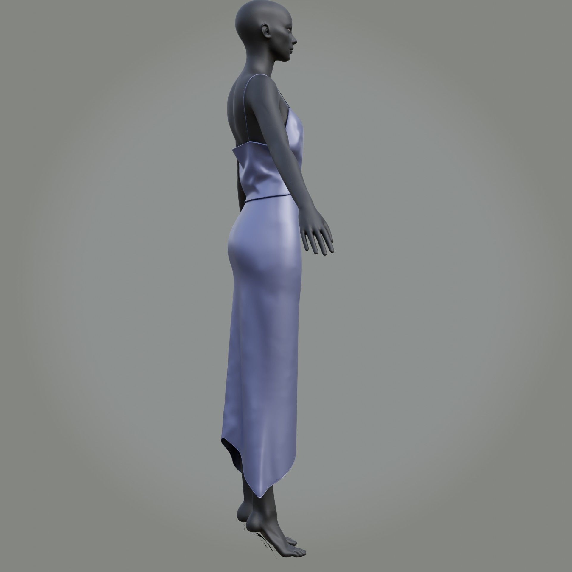 3D Female outfit - 2Piece Silk dress  Low-poly 3D model_29
