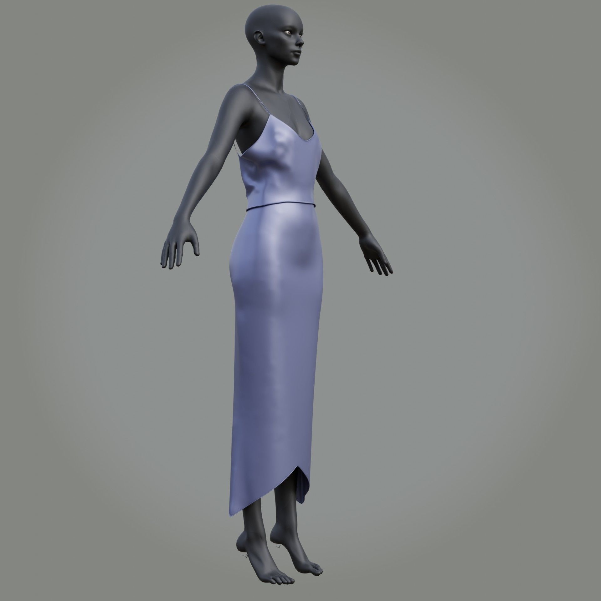 3D Female outfit - 2Piece Silk dress  Low-poly 3D model_27