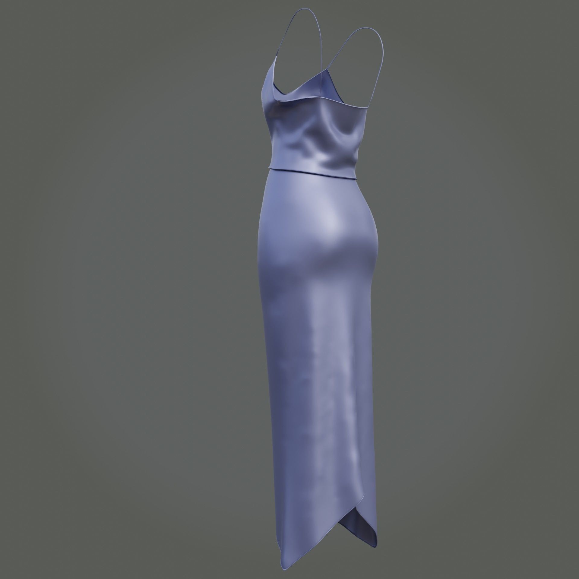3D Female outfit - 2Piece Silk dress  Low-poly 3D model_13