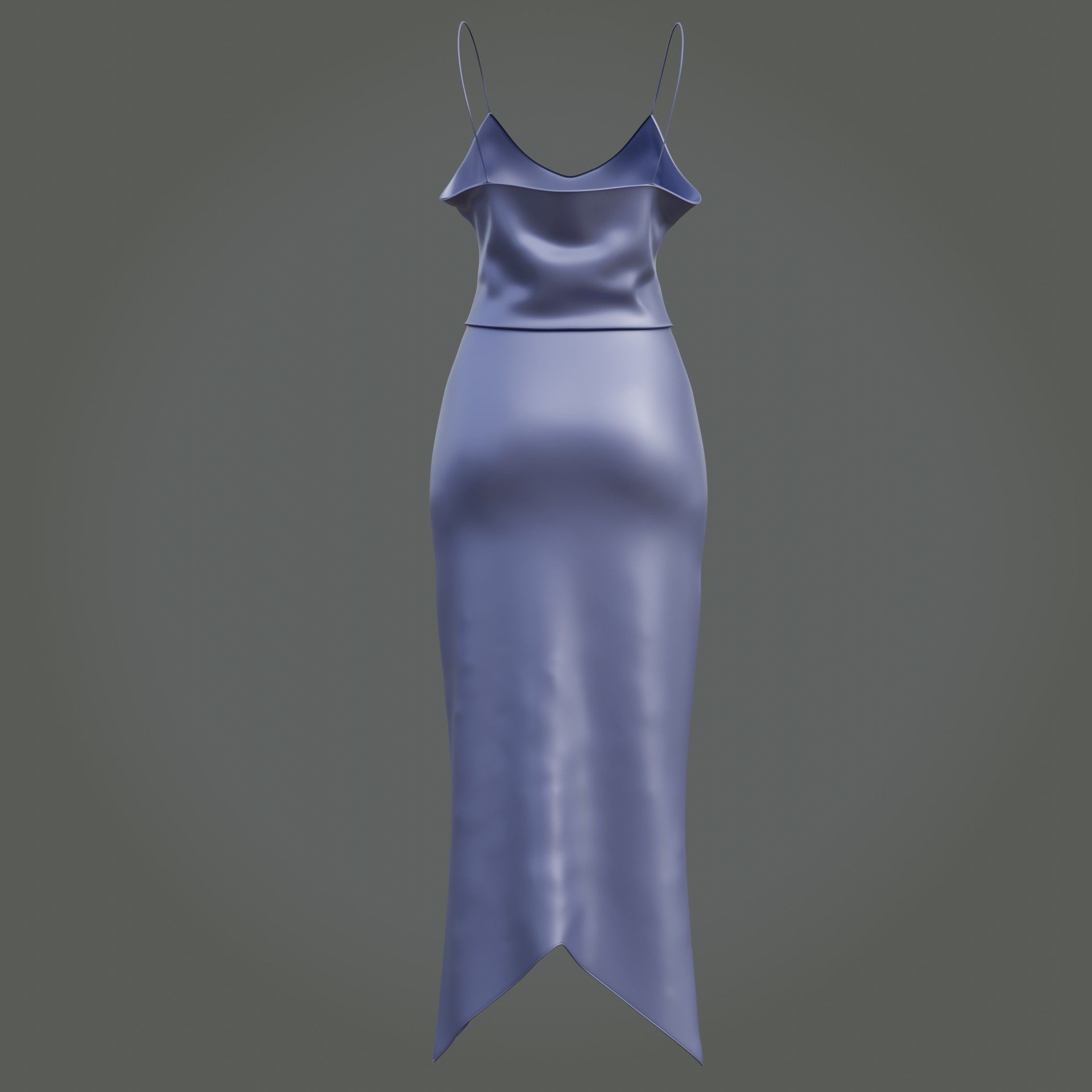 3D Female outfit - 2Piece Silk dress  Low-poly 3D model_11