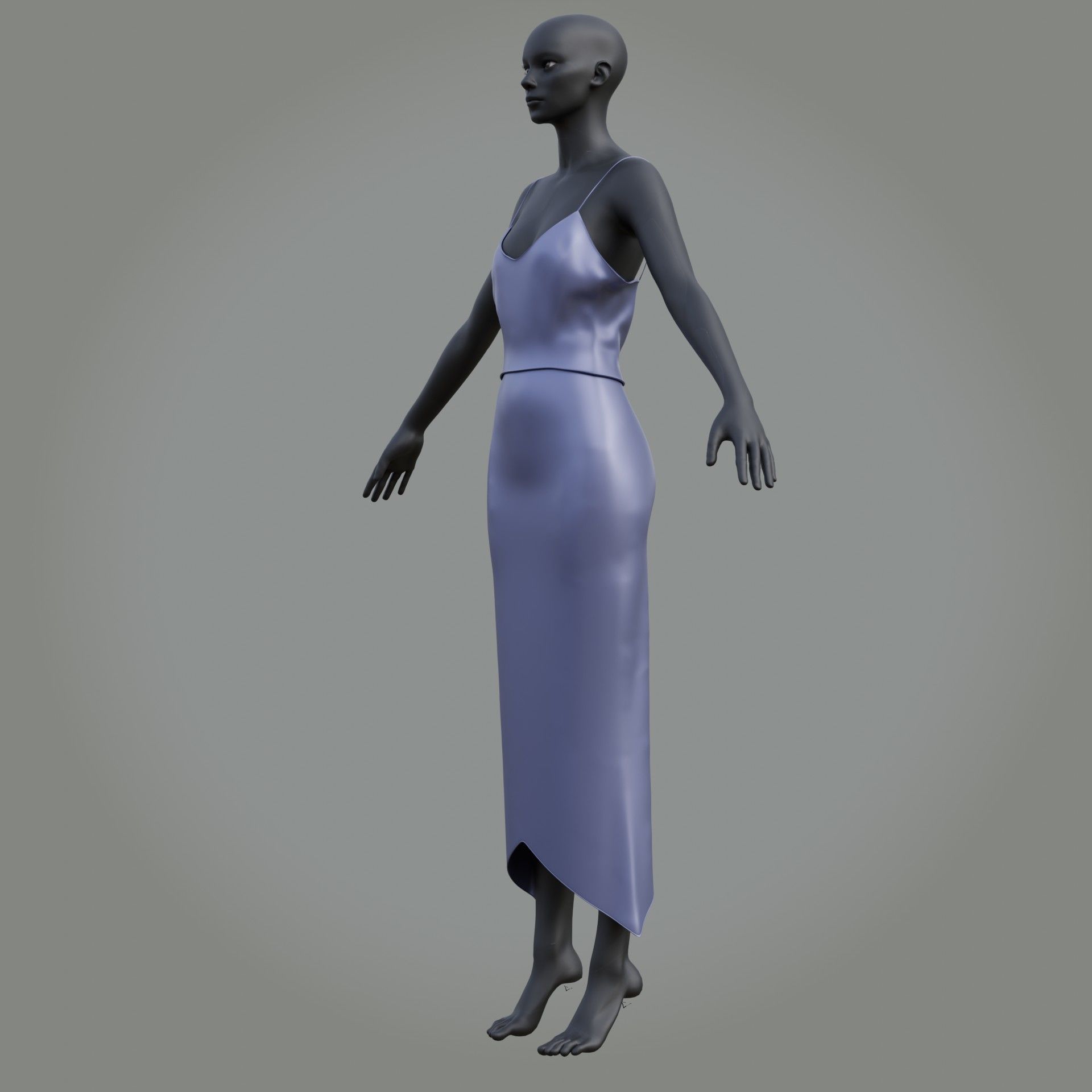 3D Female outfit - 2Piece Silk dress  Low-poly 3D model_37