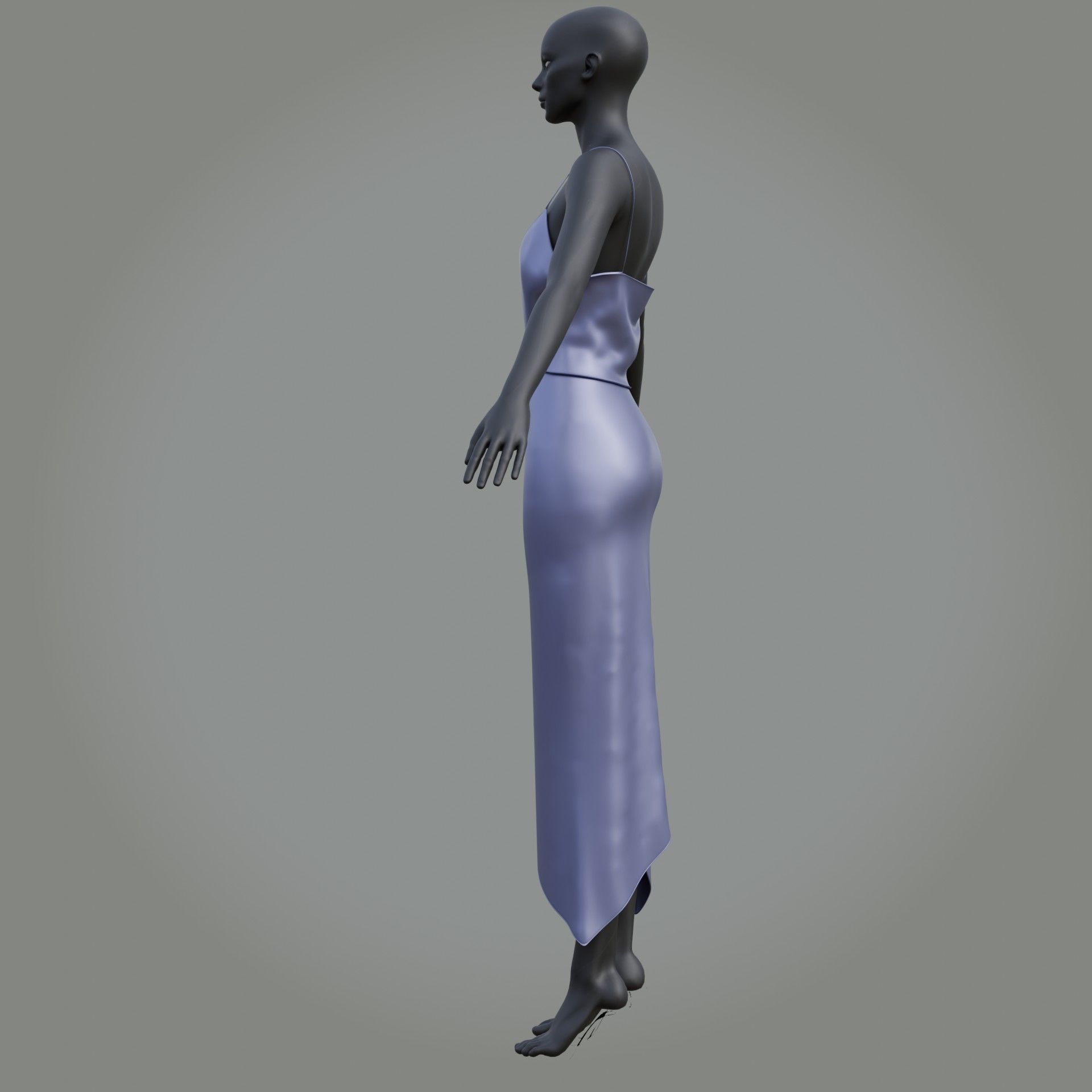 3D Female outfit - 2Piece Silk dress  Low-poly 3D model_35