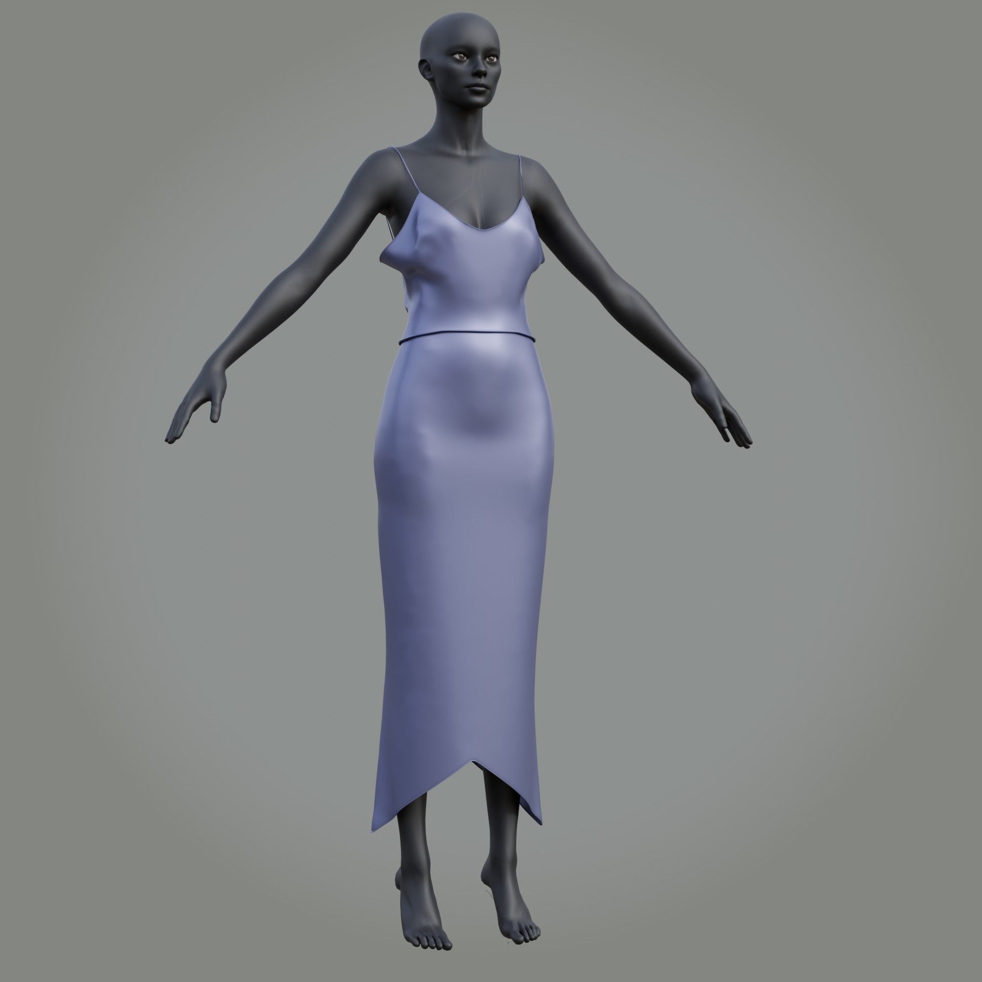3D Female outfit - 2Piece Silk dress  Low-poly 3D model_25