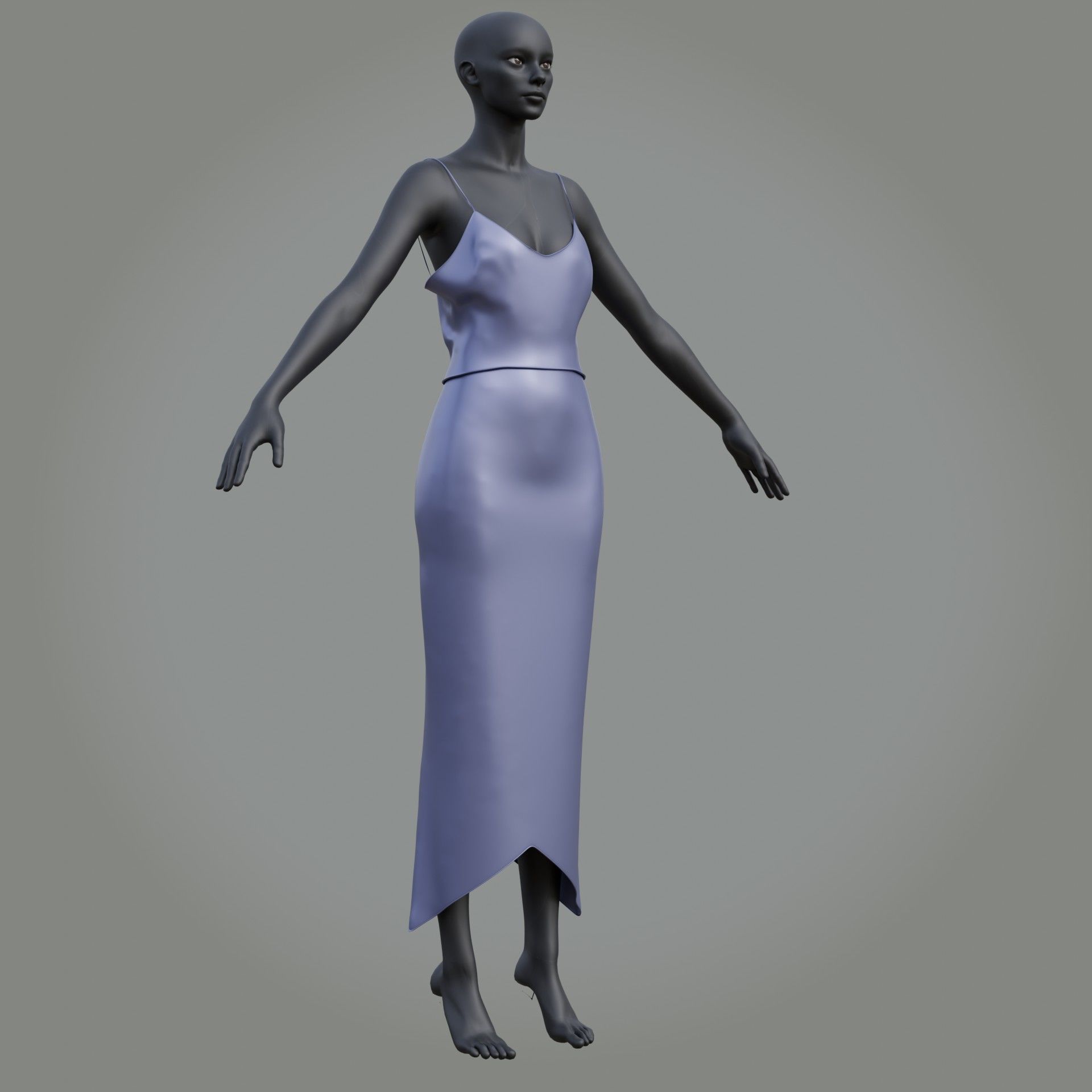 3D Female outfit - 2Piece Silk dress  Low-poly 3D model_26