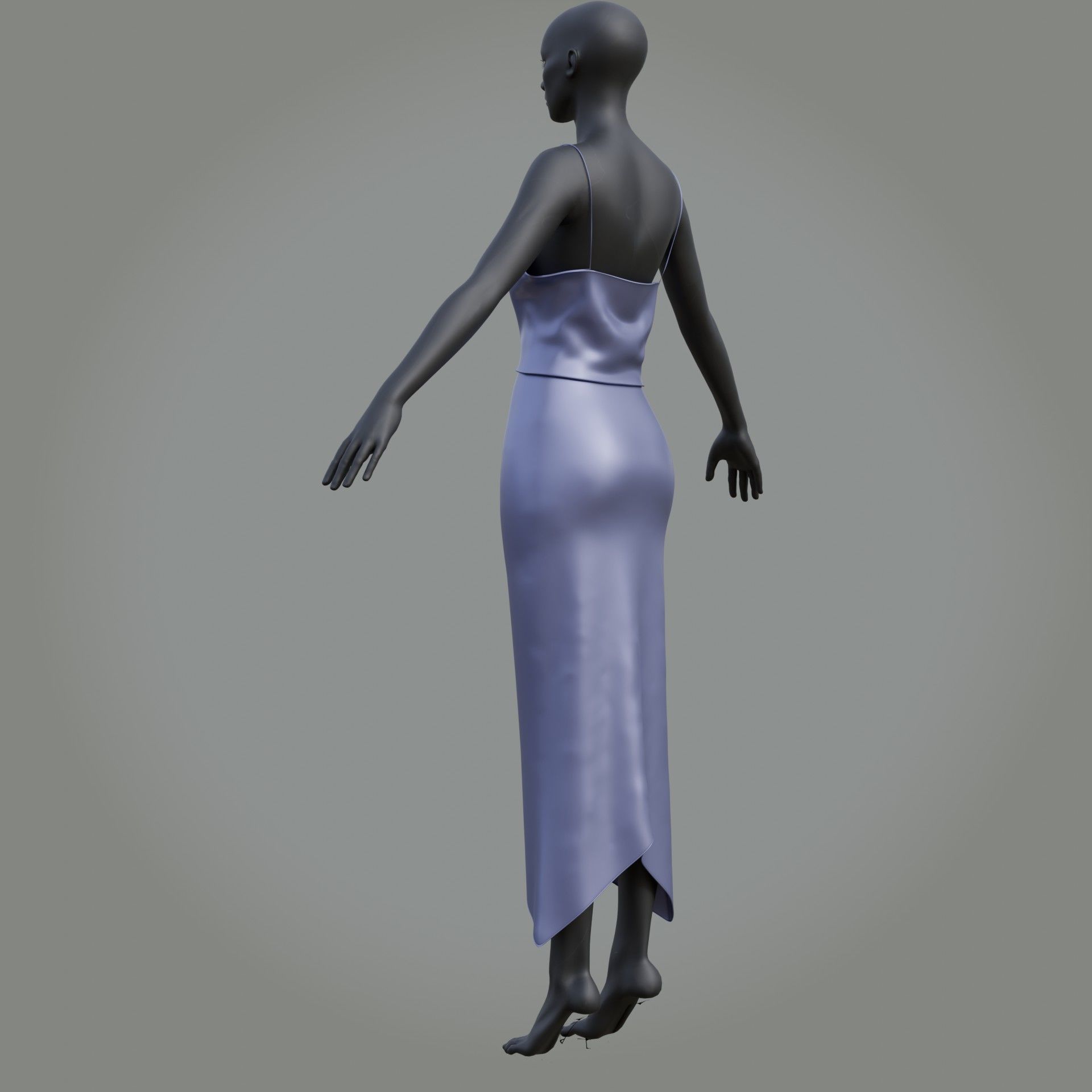 3D Female outfit - 2Piece Silk dress  Low-poly 3D model_34