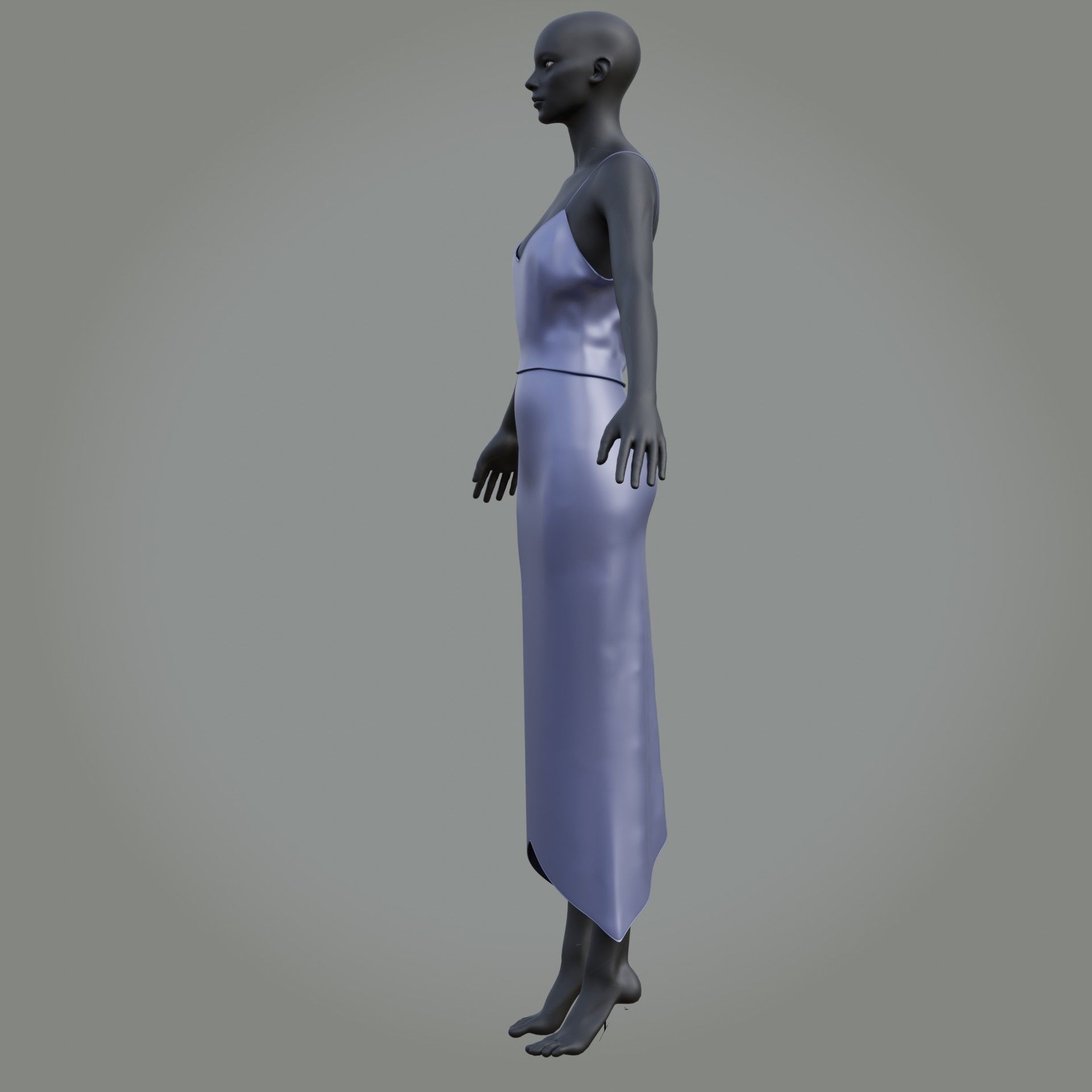 3D Female outfit - 2Piece Silk dress  Low-poly 3D model_36