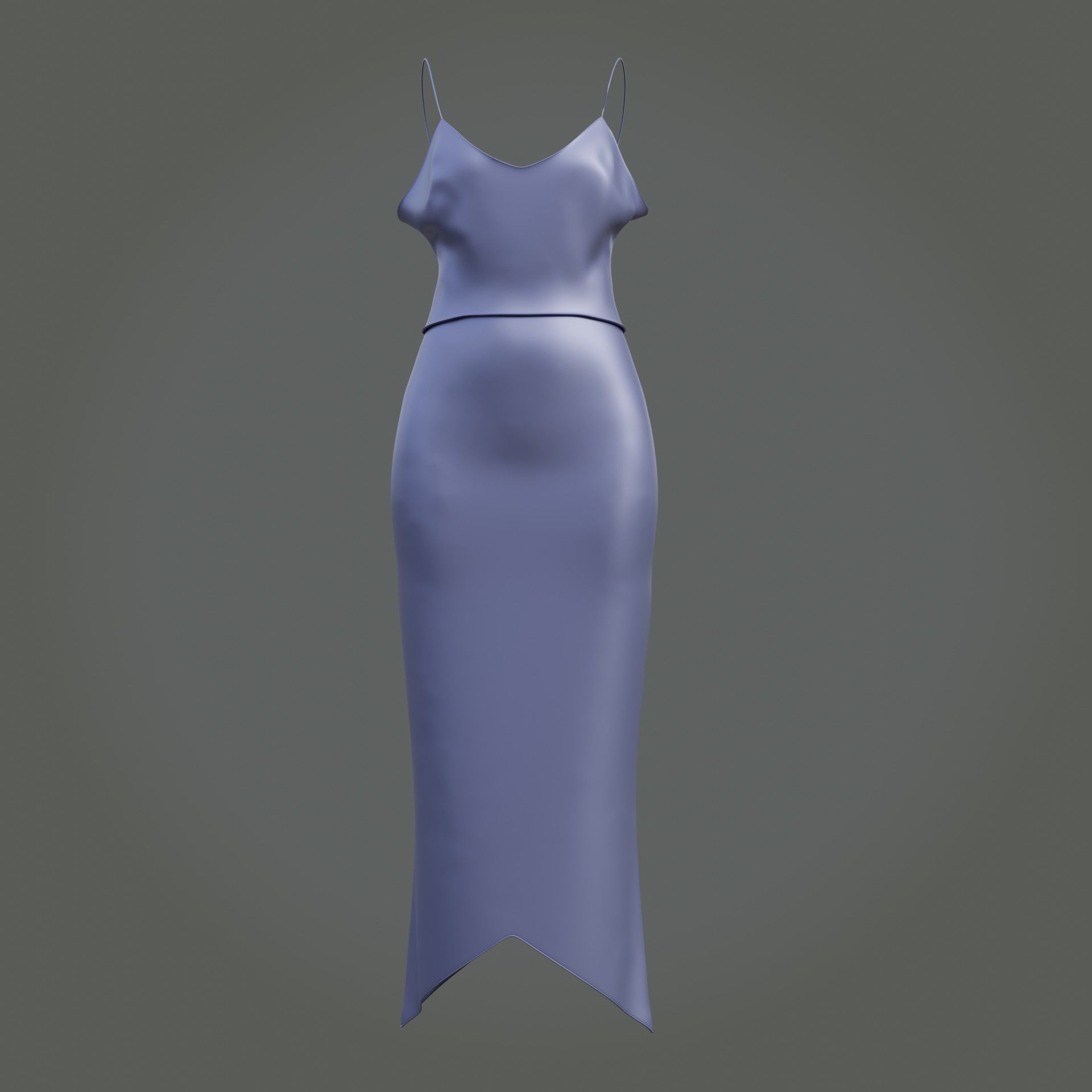 3D Female outfit - 2Piece Silk dress  Low-poly 3D model_1