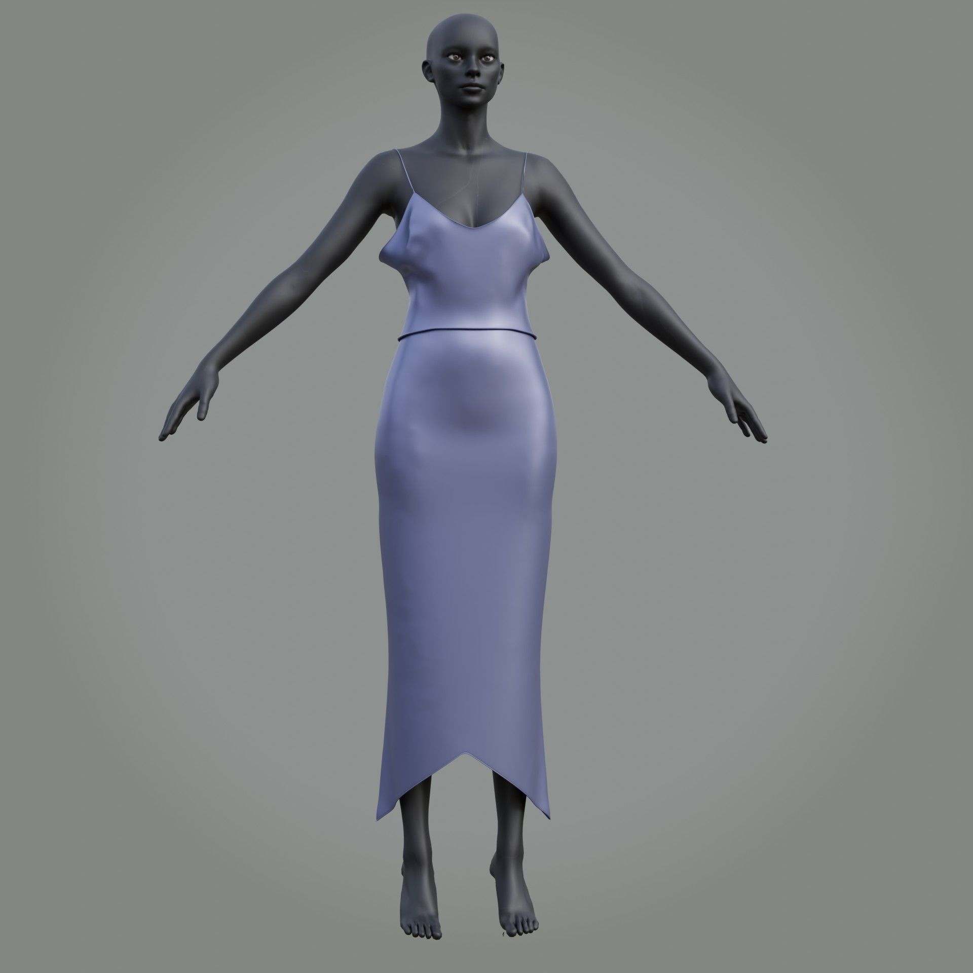 3D Female outfit - 2Piece Silk dress  Low-poly 3D model_24