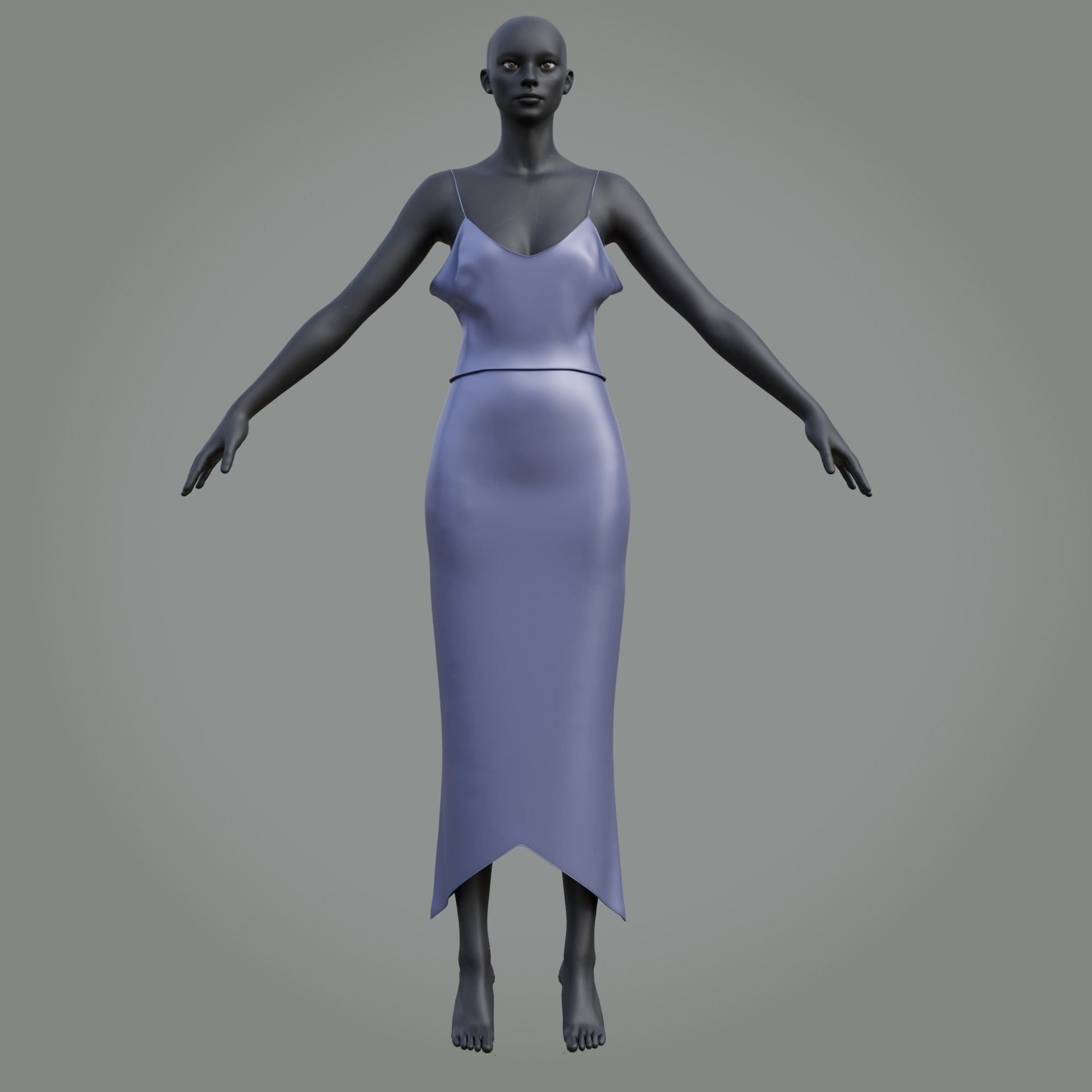 3D Female outfit - 2Piece Silk dress  Low-poly 3D model_23