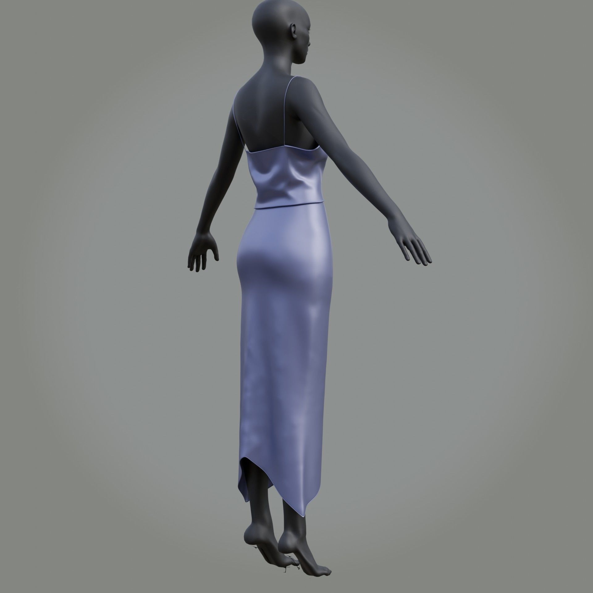 3D Female outfit - 2Piece Silk dress  Low-poly 3D model_30