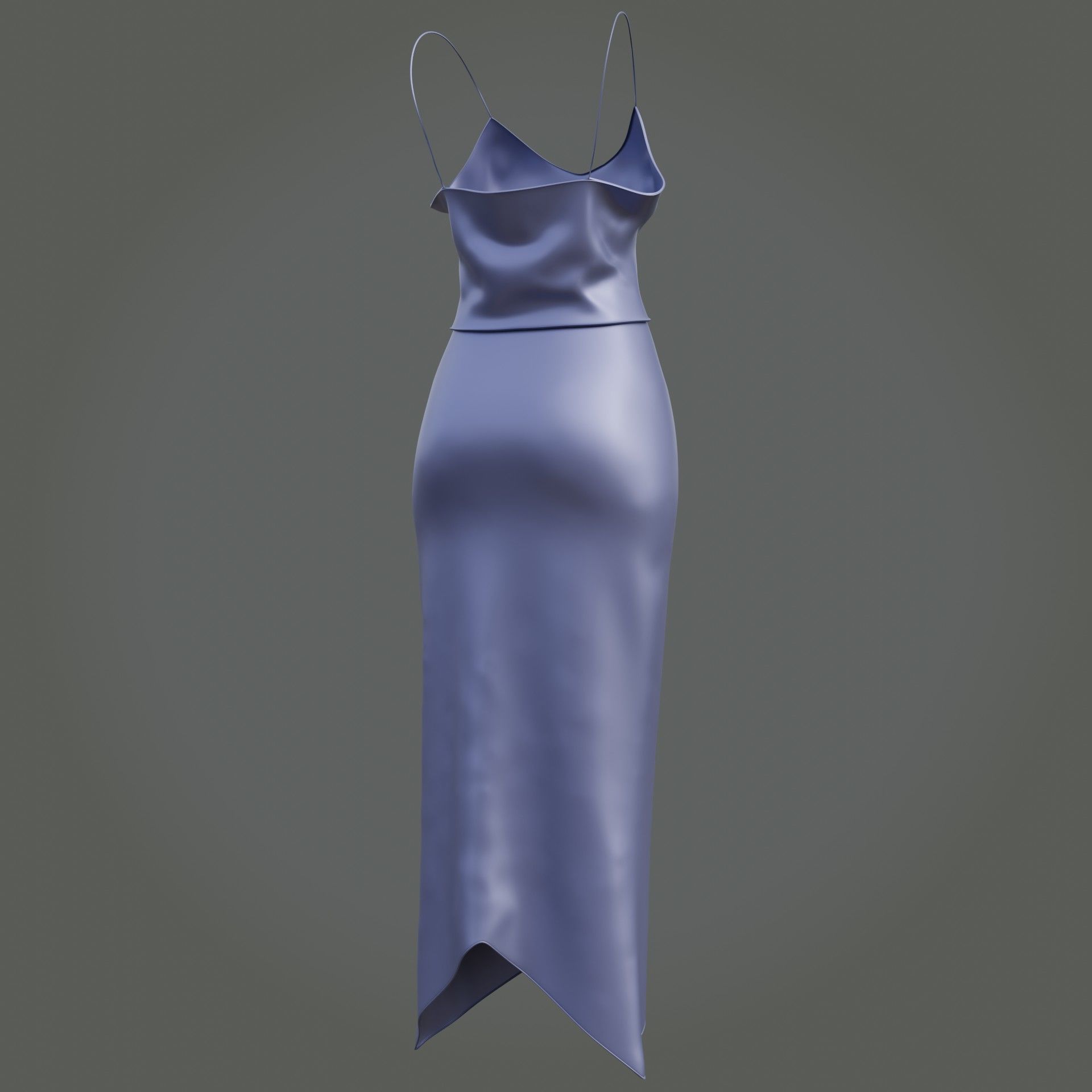3D Female outfit - 2Piece Silk dress  Low-poly 3D model_10