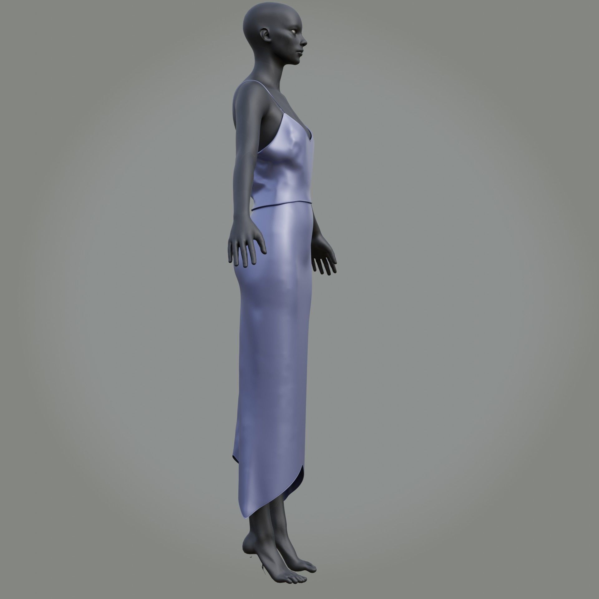 3D Female outfit - 2Piece Silk dress  Low-poly 3D model_28