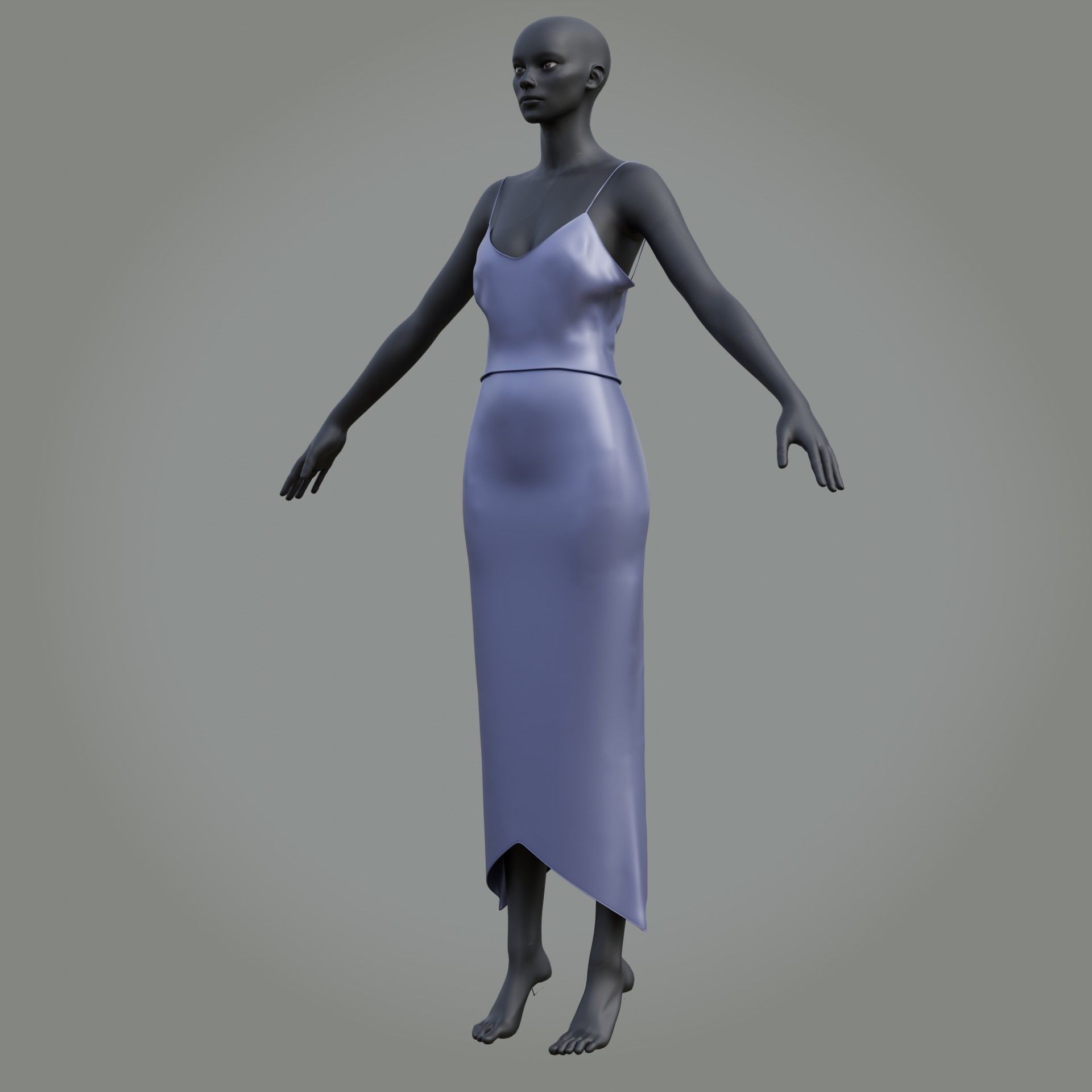 3D Female outfit - 2Piece Silk dress  Low-poly 3D model_38