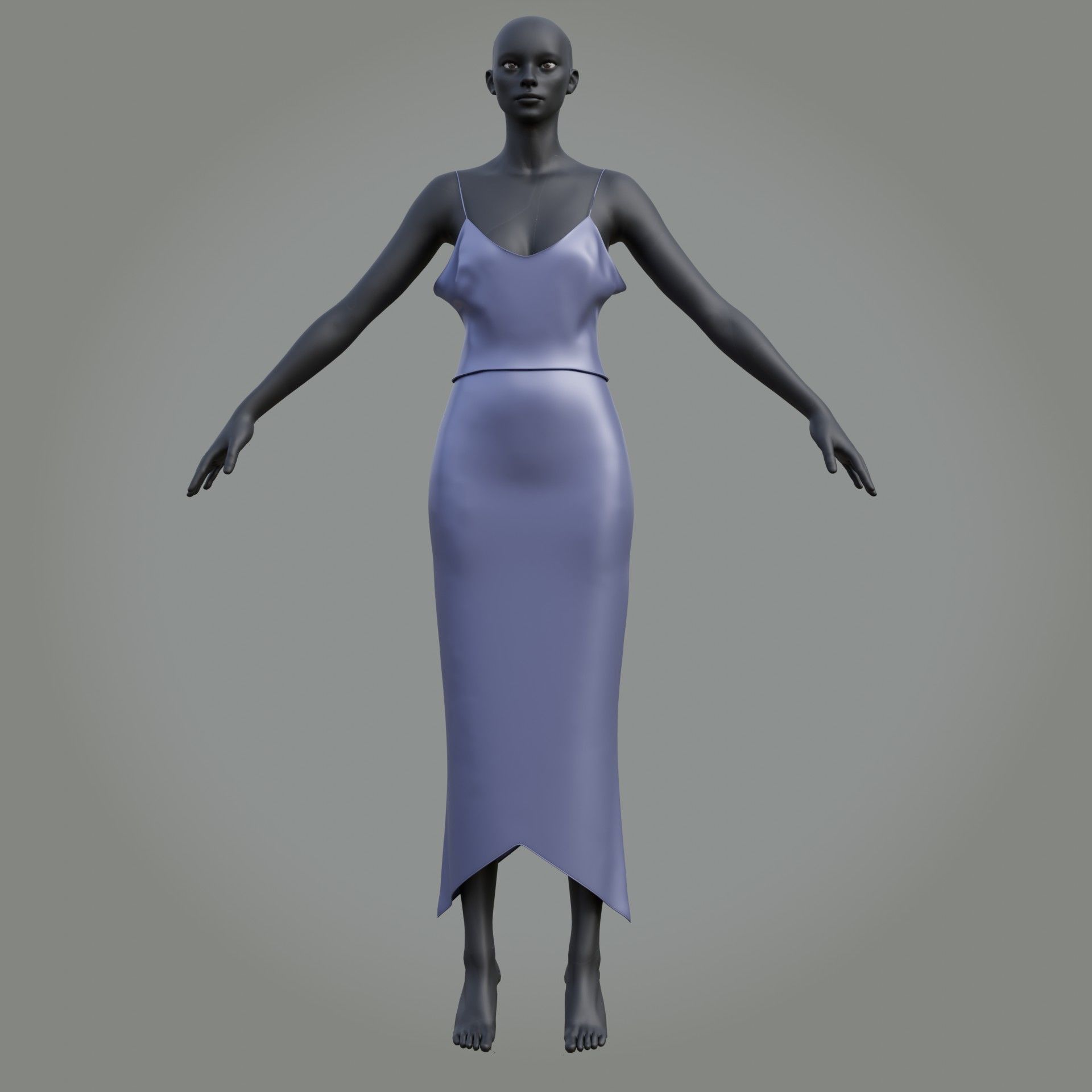 3D Female outfit - 2Piece Silk dress  Low-poly 3D model_41