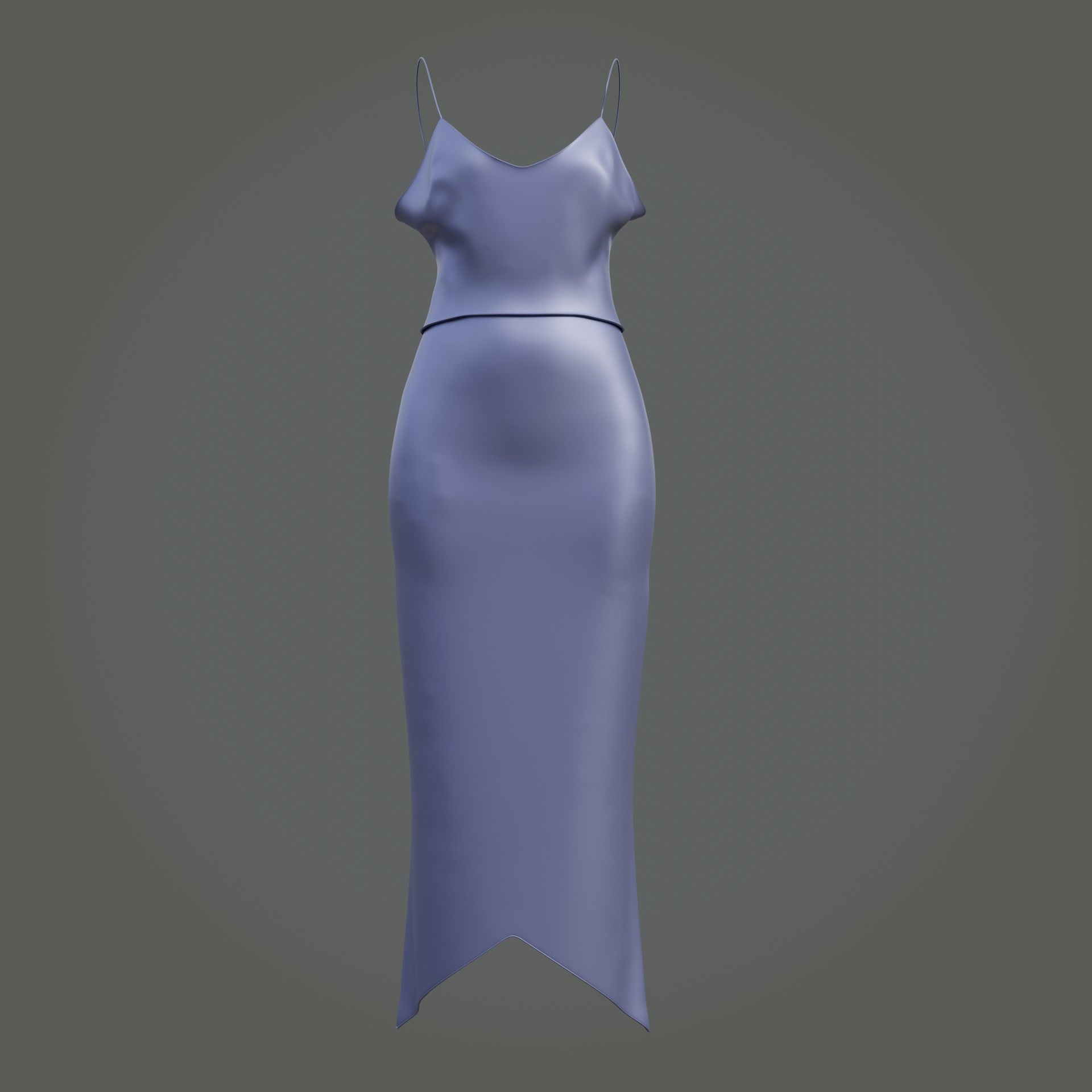 3D Female outfit - 2Piece Silk dress  Low-poly 3D model_2