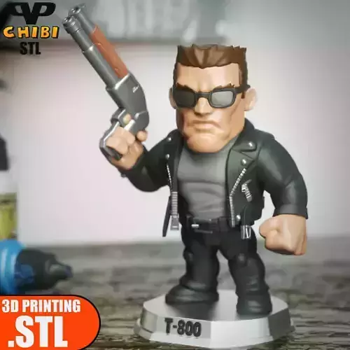 T800 Terminator Chibi STL for 3D Printing ChibiSTL 3DXM
