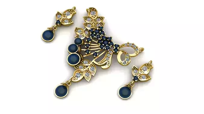 HIP HOP SAPPHIRE NECKLACE SET 3D PRINTABLE MODEL